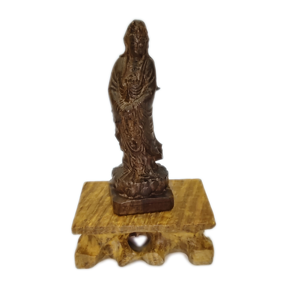 觀音菩薩{土沉木精雕極品}總高12公分【十方】154799