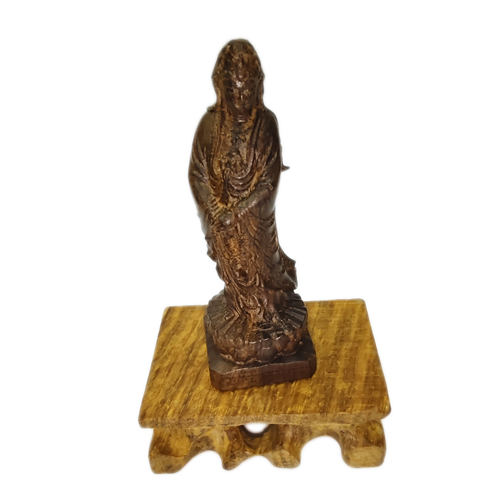 觀音菩薩{土沉木精雕極品}總高12公分【十方】154799