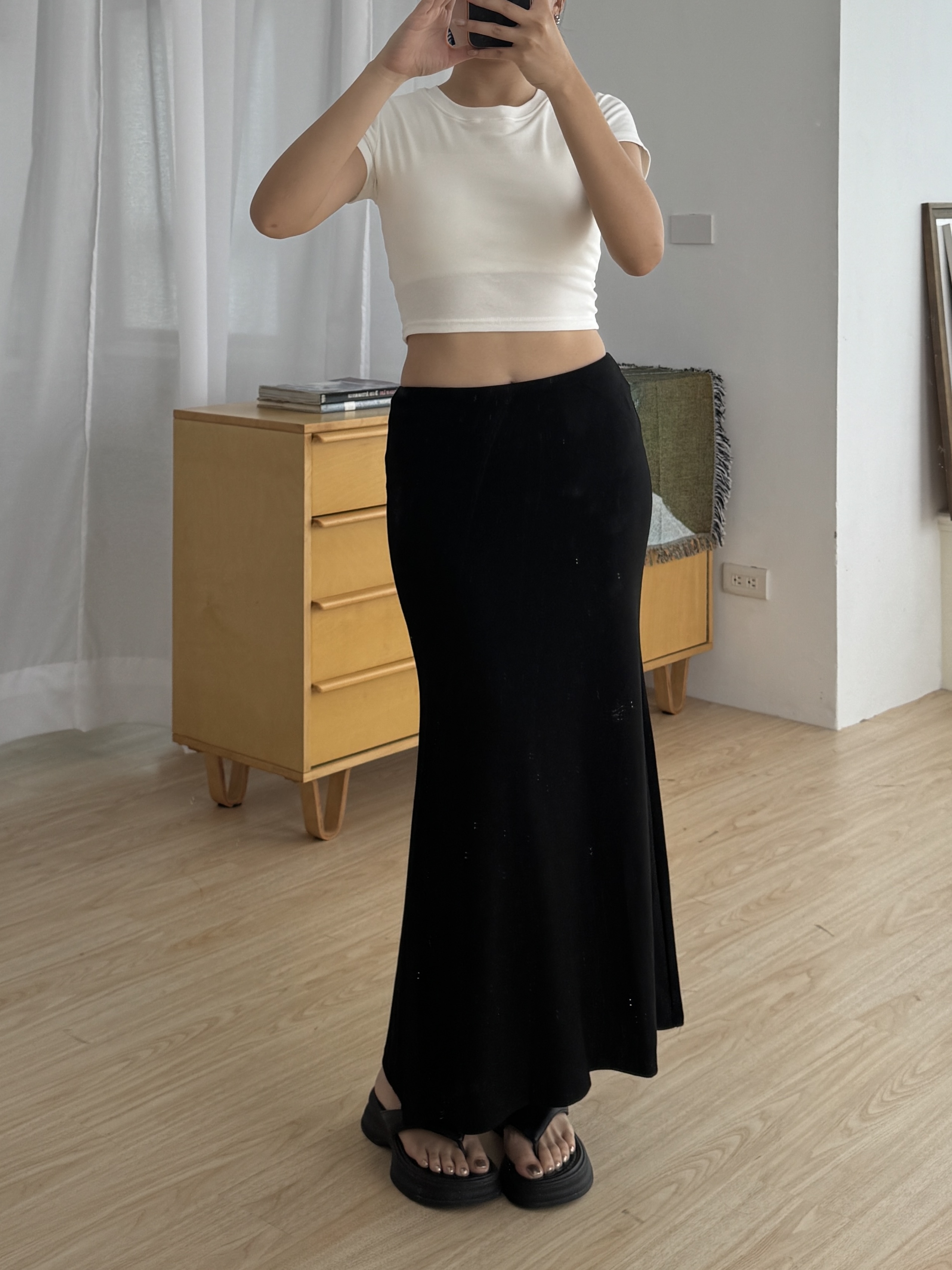 自留！後開衩魚尾棉長裙🐚(2色)