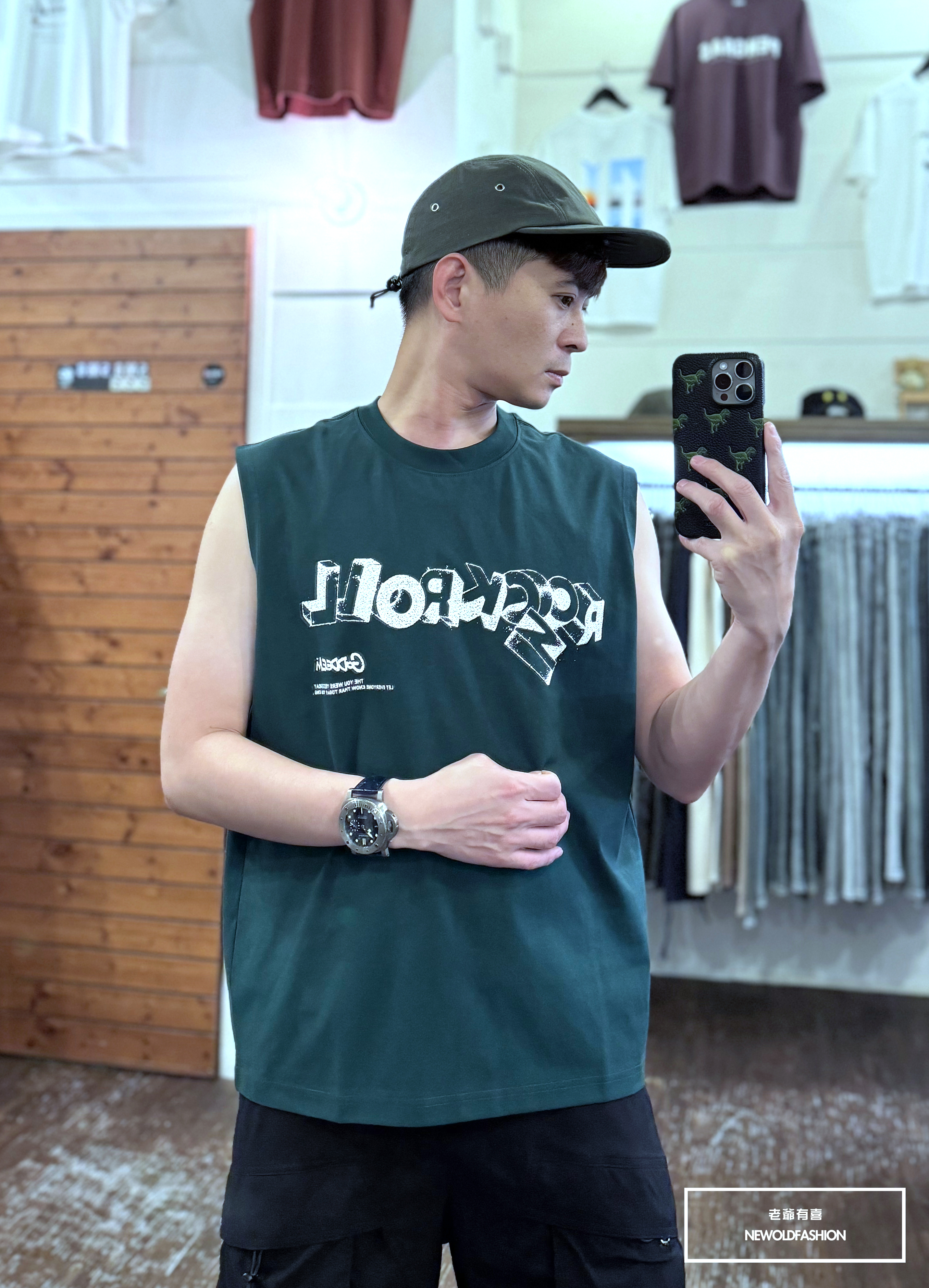 『新品上市』重磅ROCKN潑墨英字棉質背心(NOF2405S8003)-綠