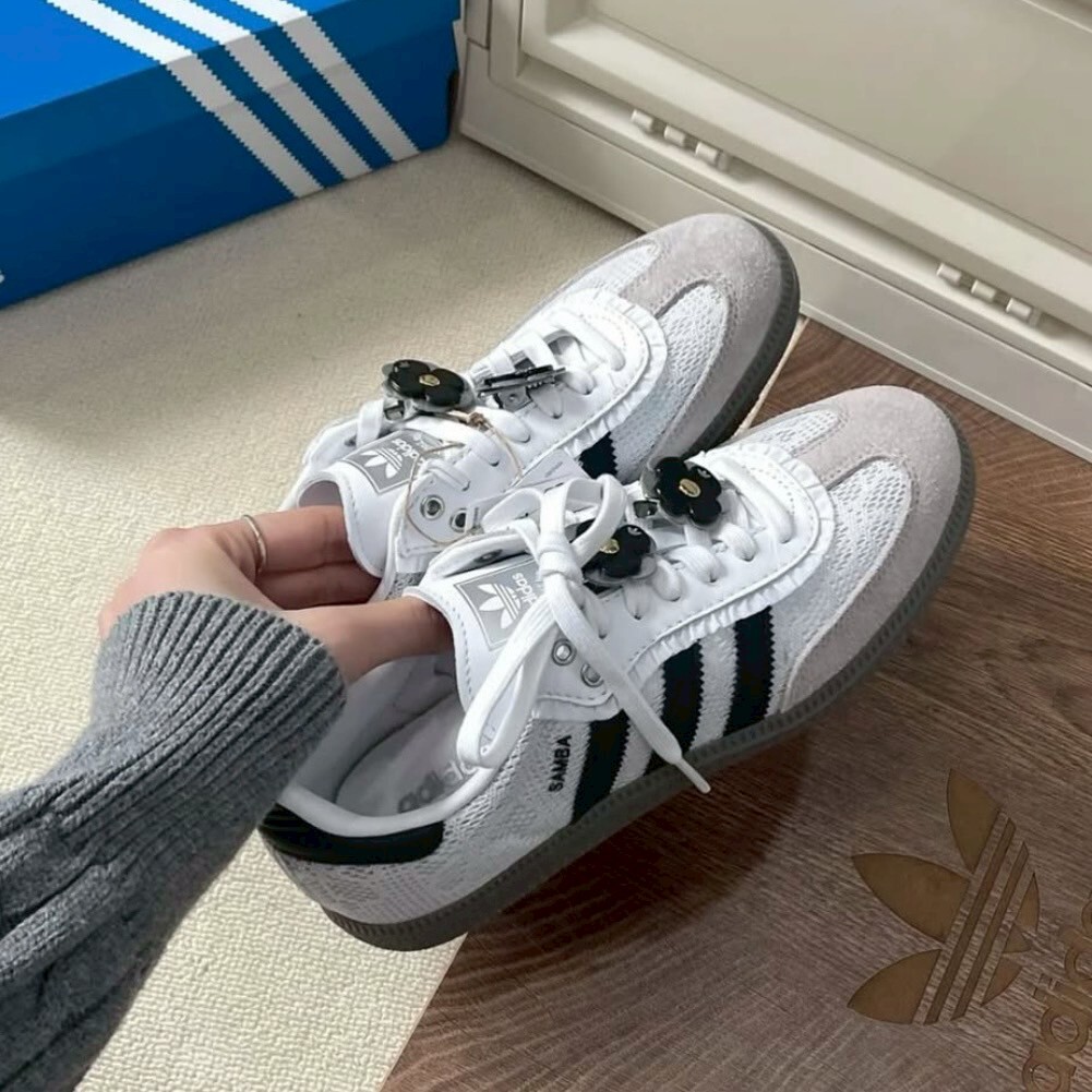 Adidas Samba OG W Lace Flower 蕾絲小花 黑灰白 芭蕾風 女鞋 休閒鞋