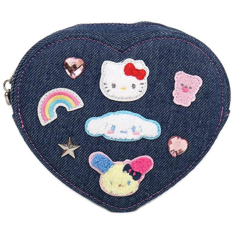 日本 Sanrio 牛仔布系列 - 心形化妝袋