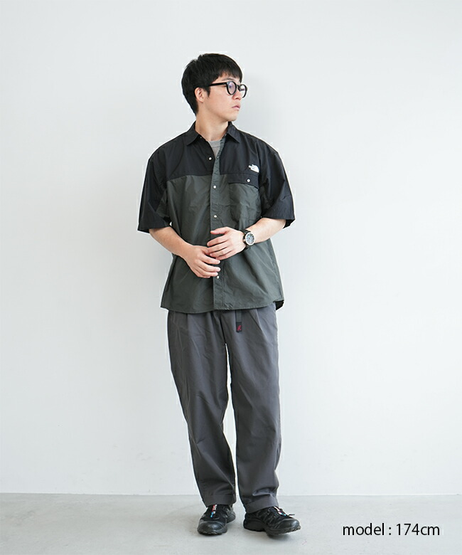日本 THE NORTH FACE S/S Nuptse Shirt 拼接襯衫