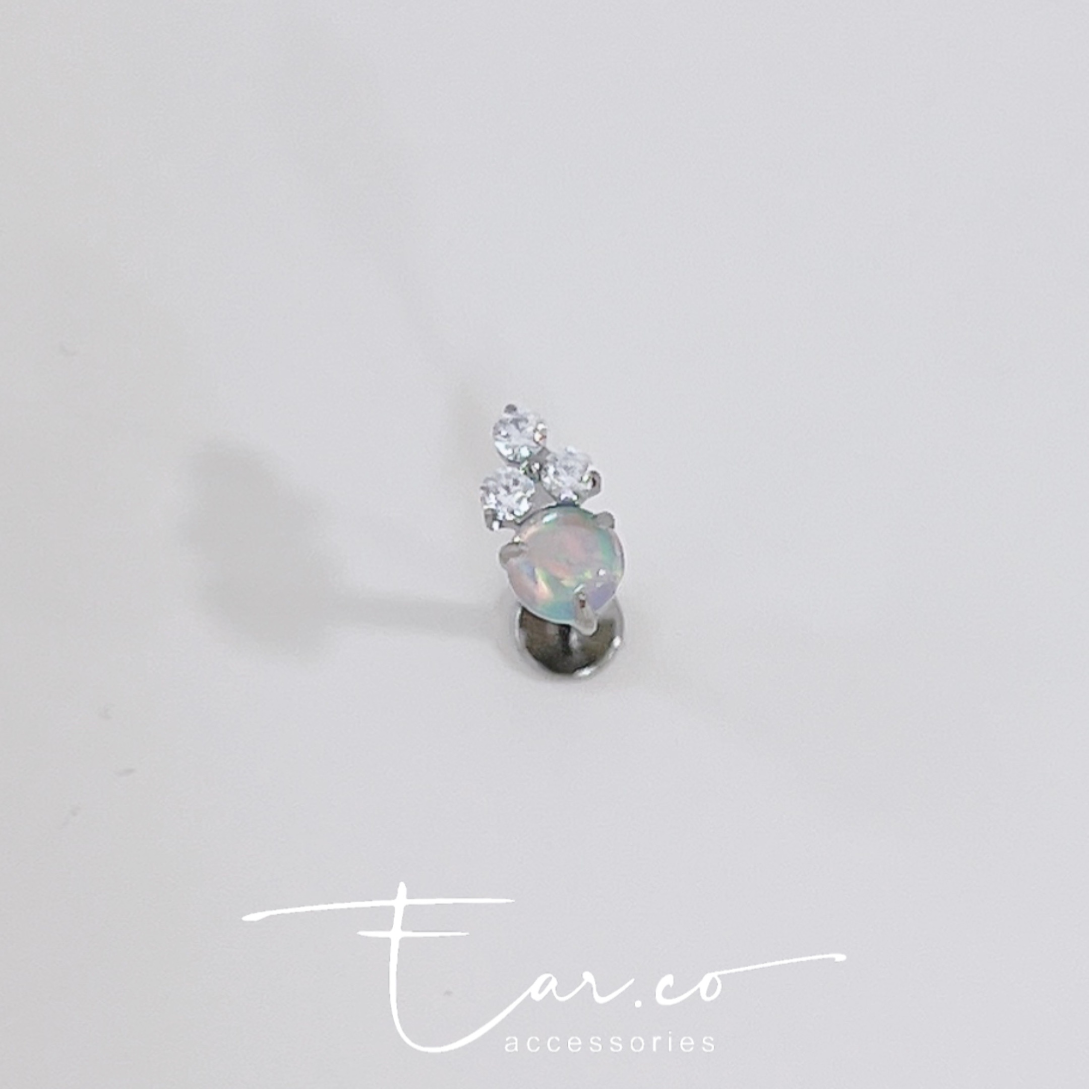 夢幻Opal三葉草平頭耳門/耳珠/耳骨釘 [G23 Titanium]