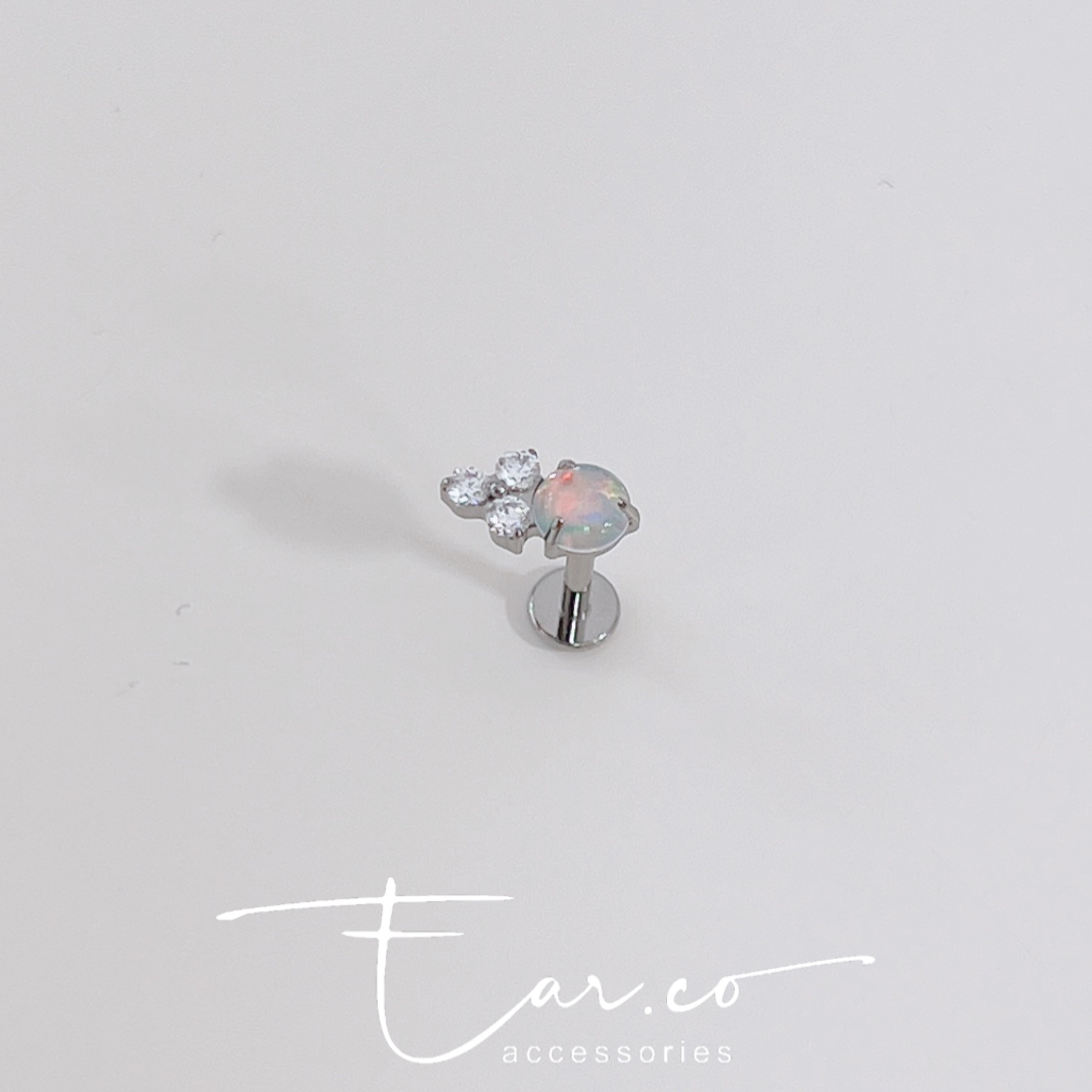 夢幻Opal三葉草平頭耳門/耳珠/耳骨釘 [G23 Titanium]