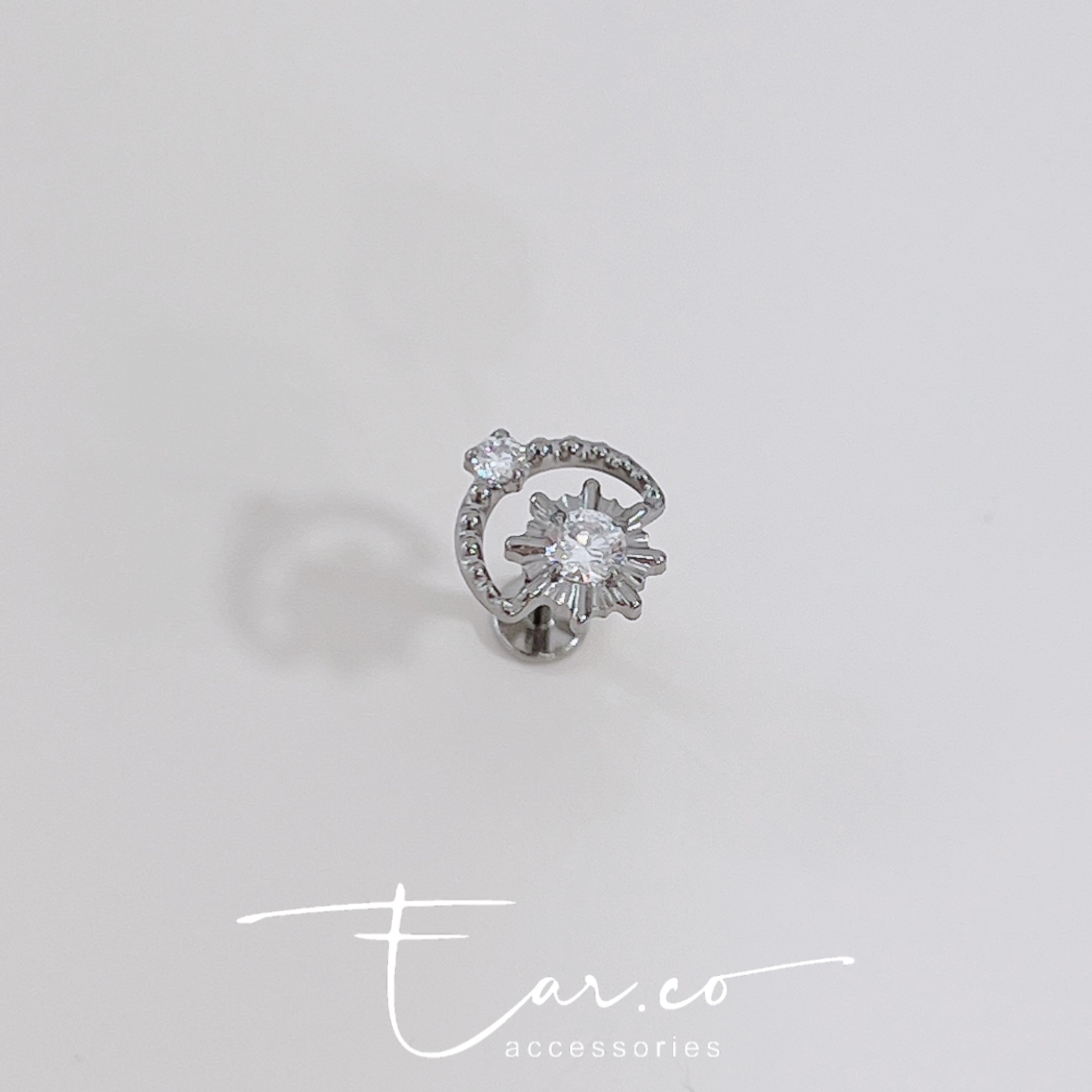 特色星芒月亮平頭耳門/耳珠/耳骨釘 [G23 Titanium]