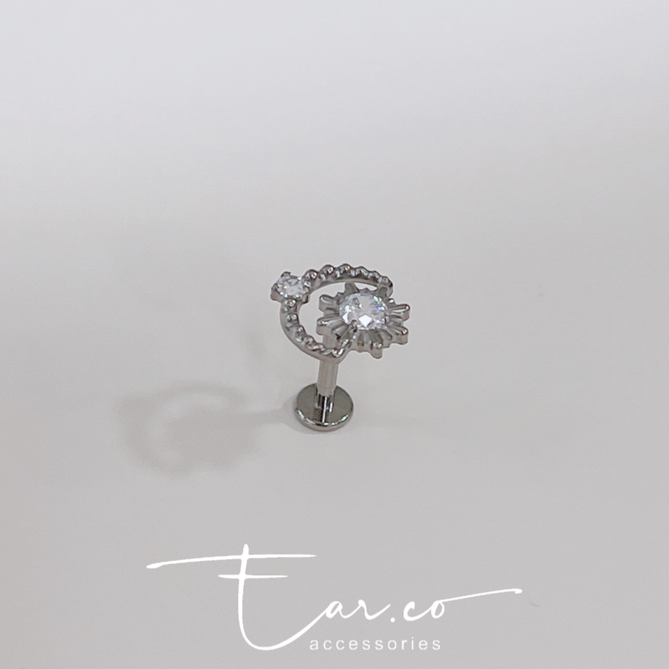 特色星芒月亮平頭耳門/耳珠/耳骨釘 [G23 Titanium]