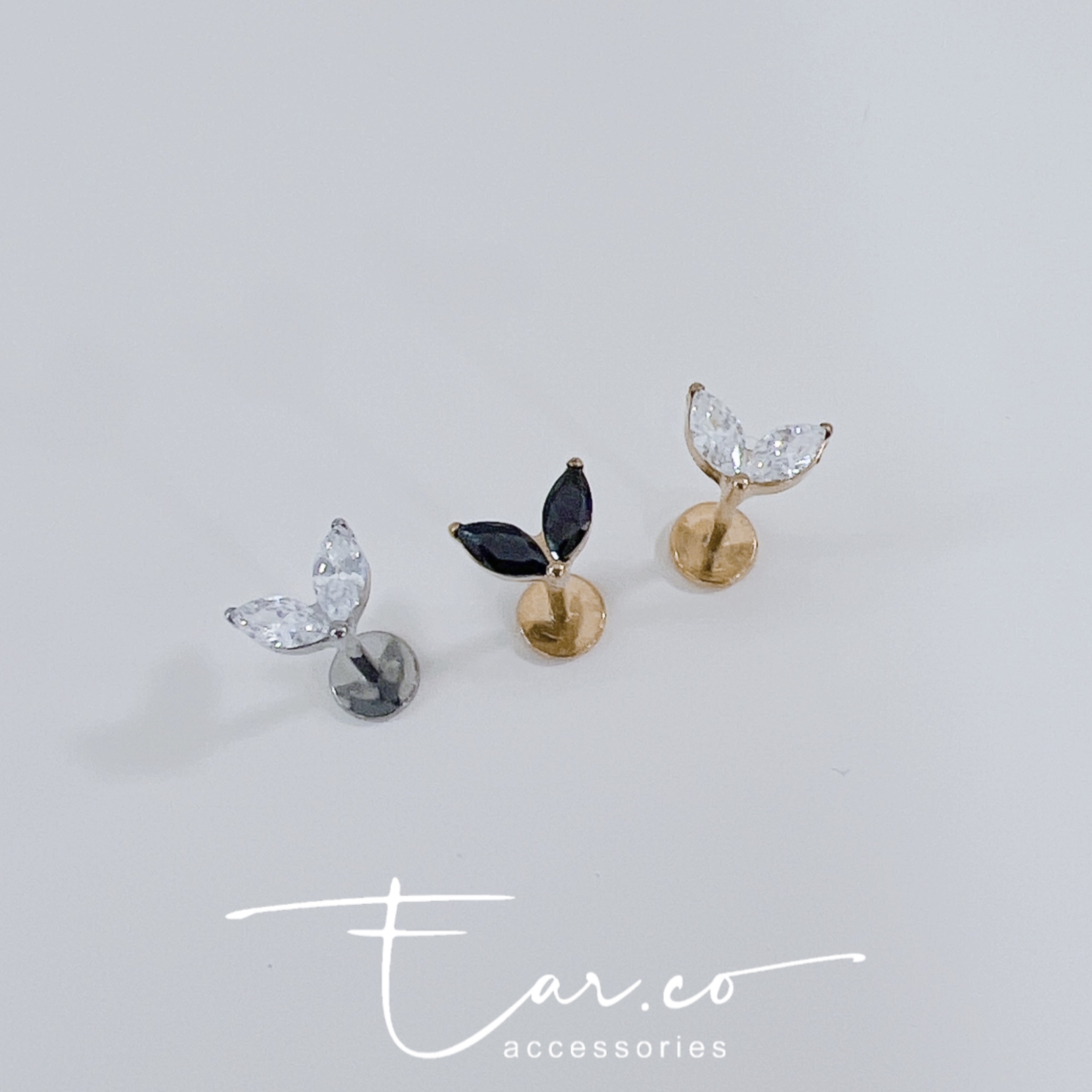 清新小草苗平頭耳門/耳珠/耳骨釘 [G23 Titanium]