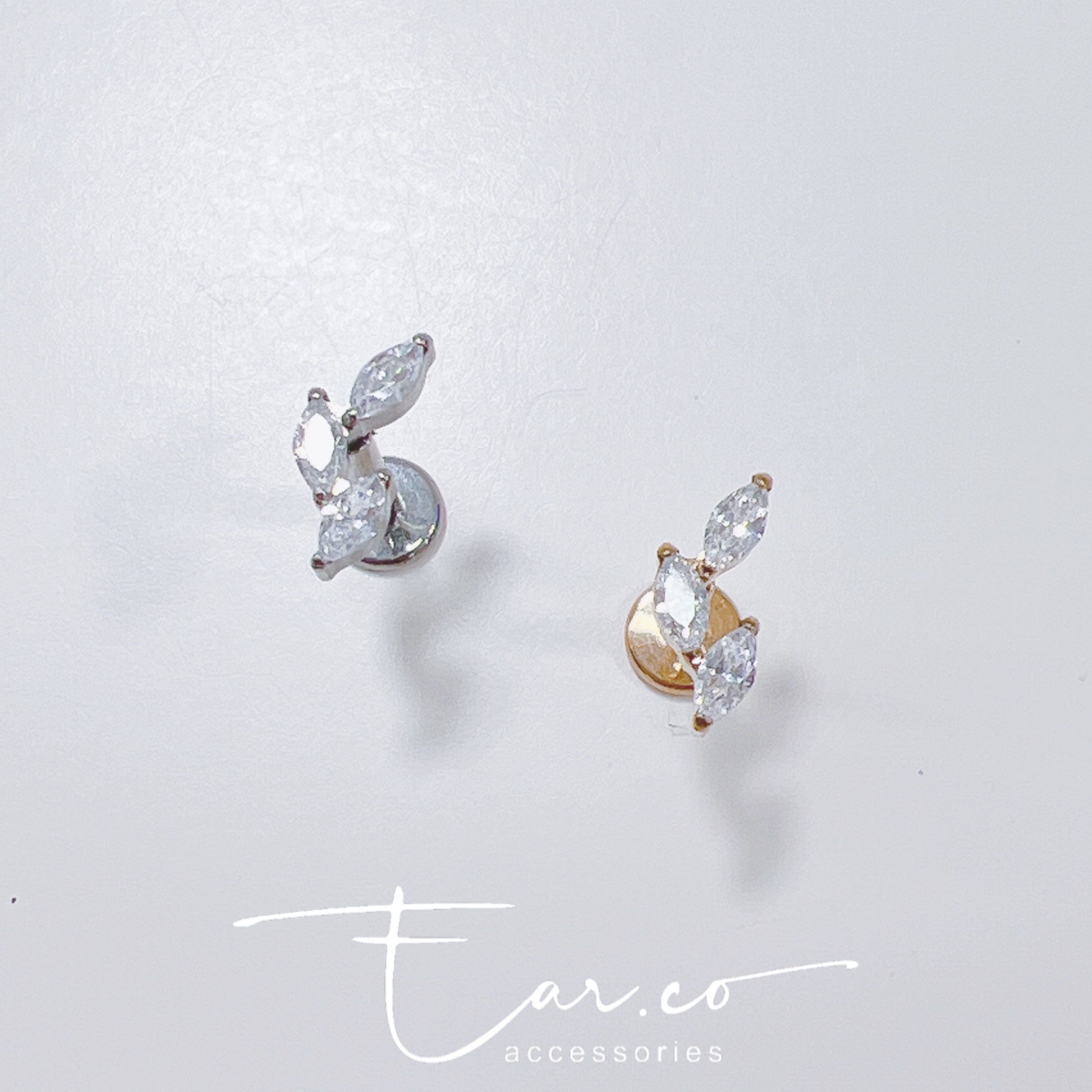 不規則小樹葉平頭耳門/耳珠/耳骨釘 [G23 Titanium]