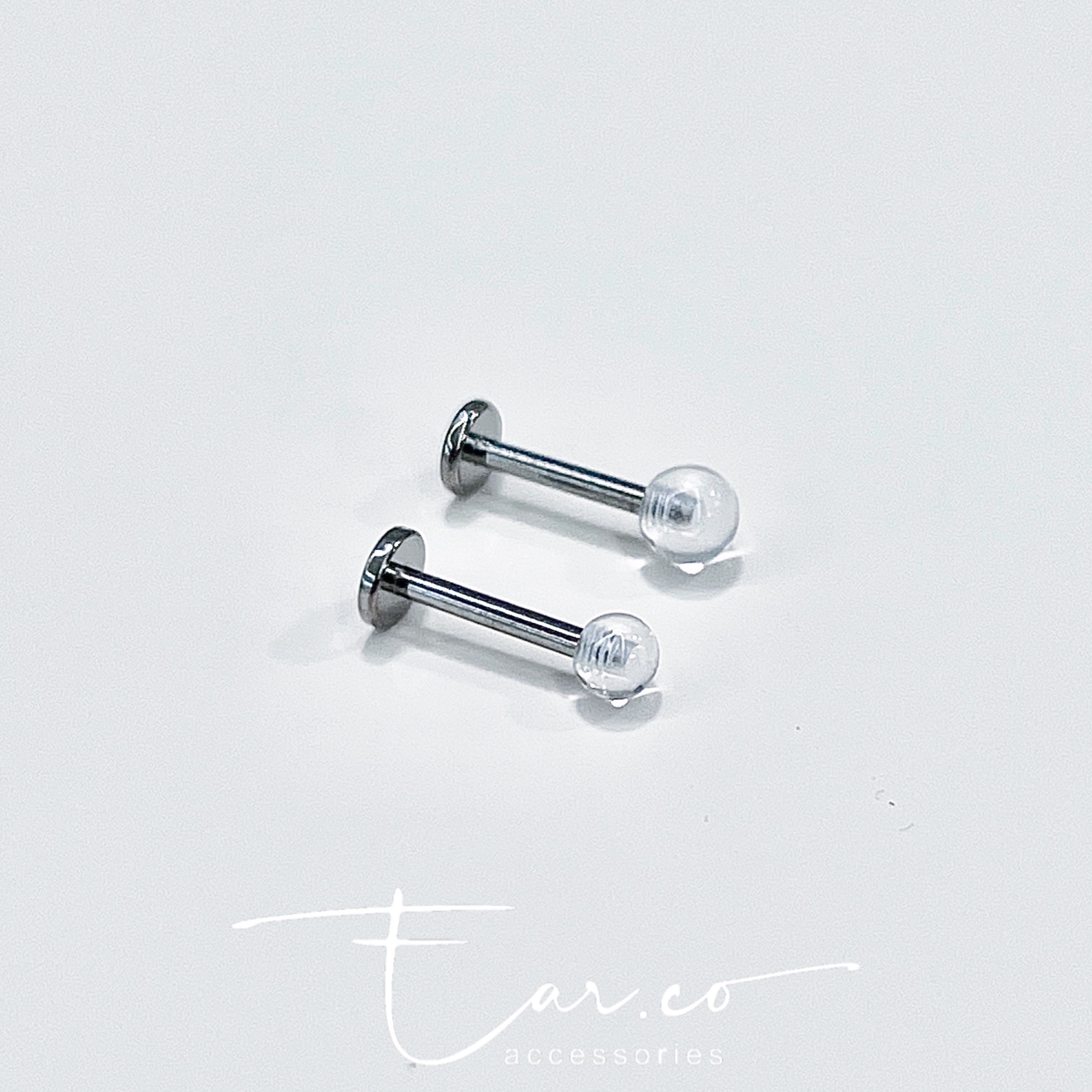 透明波波平頭耳門/耳珠/耳骨釘 [G23 Titanium]