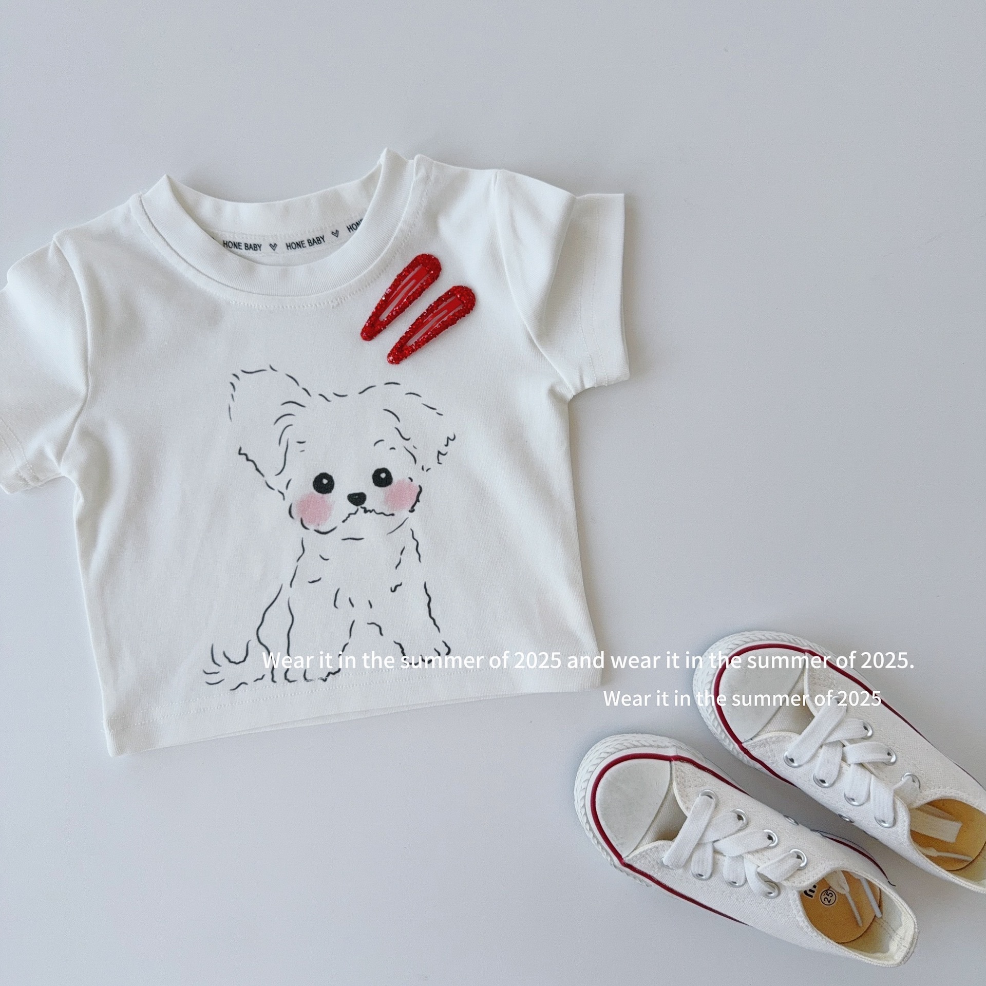 可愛小狗狗短版合身上衣