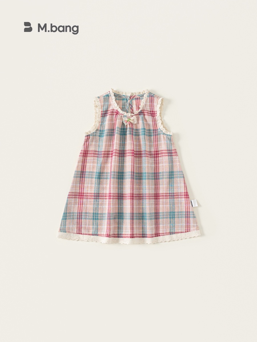 蝴蝶結蕾絲格子裙