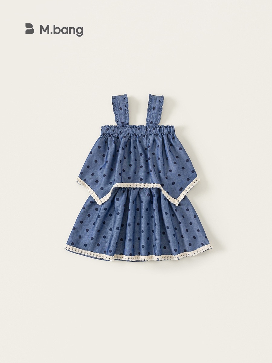 波點牛仔流蘇套裝