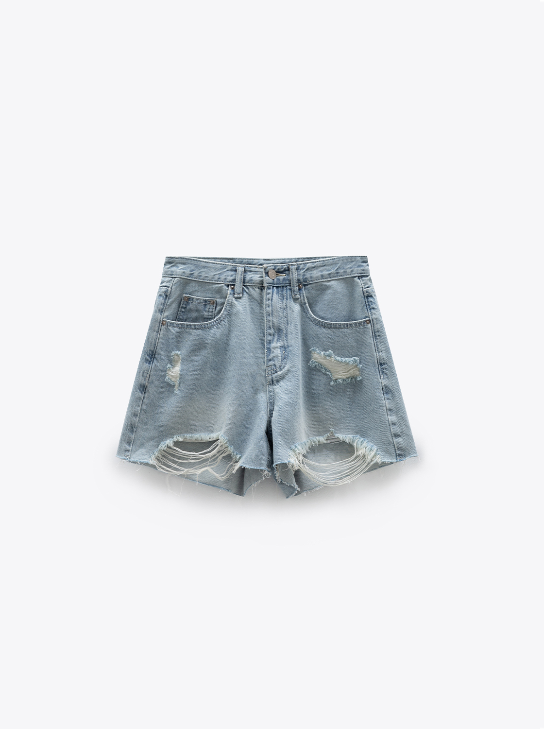 褲口破洞牛仔短褲