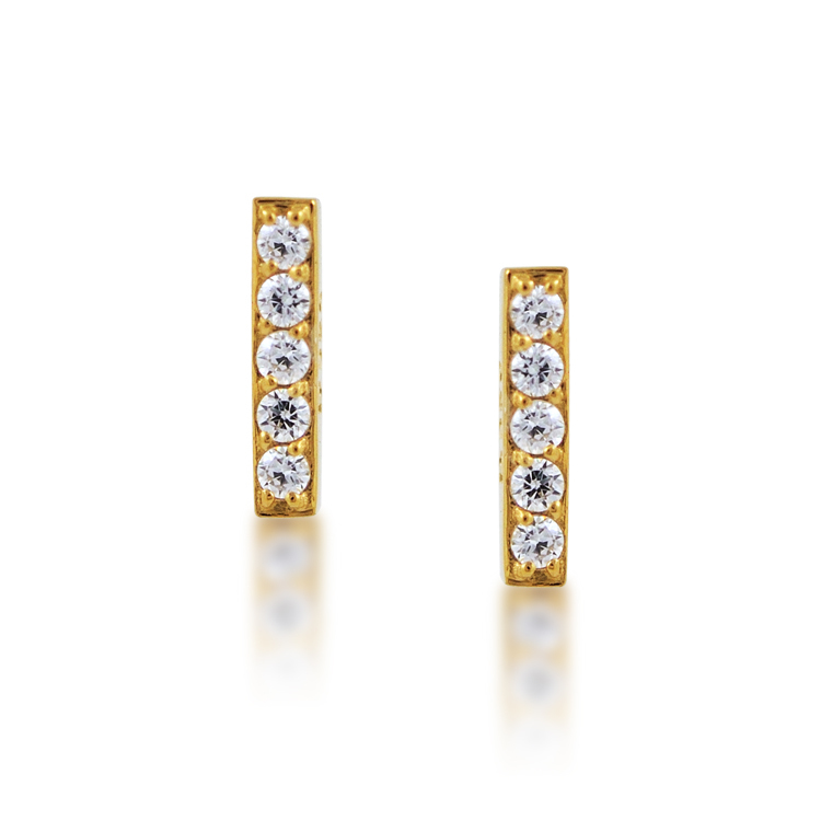 925純銀「NO.1」晶鑽14K金色耳環 -SDE0070