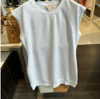 [S] MICHAEL KORS WHITE RAGLAN SLEEVE LOGO JACQUARD SWEATER DRESS, JS582ZGBLL-WHITE (SMK1237)