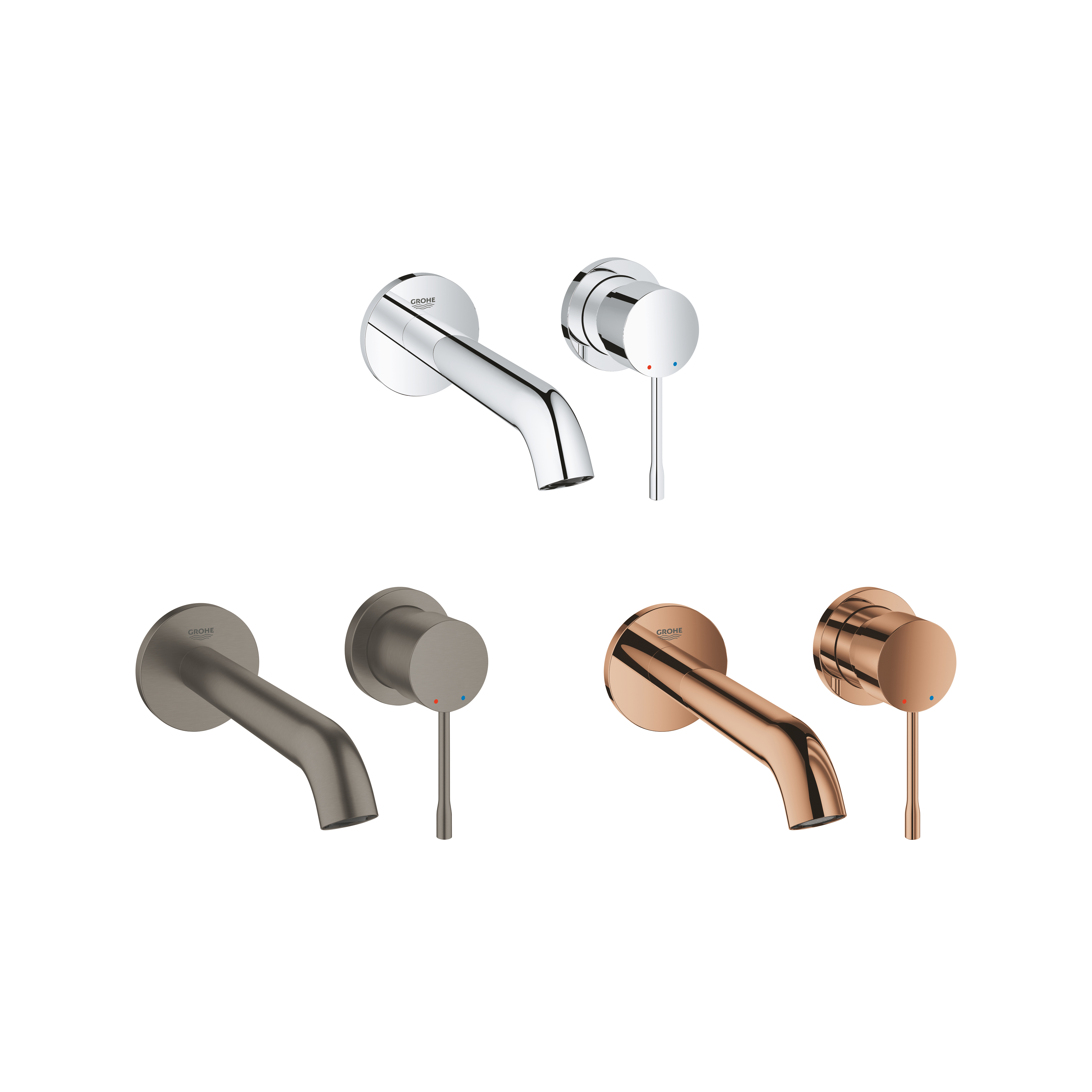 GROHE｜Essence 雙孔埋壁式面盆龍頭（M）附埋壁軸心（鉻色/玫瑰金/石墨黑）19408 23571000