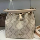 [S] KATE SPADE DARK BEIGE KK153 SPADE FLOWER SMALL BUCKET BAG, 196021589256 (SKS1635)