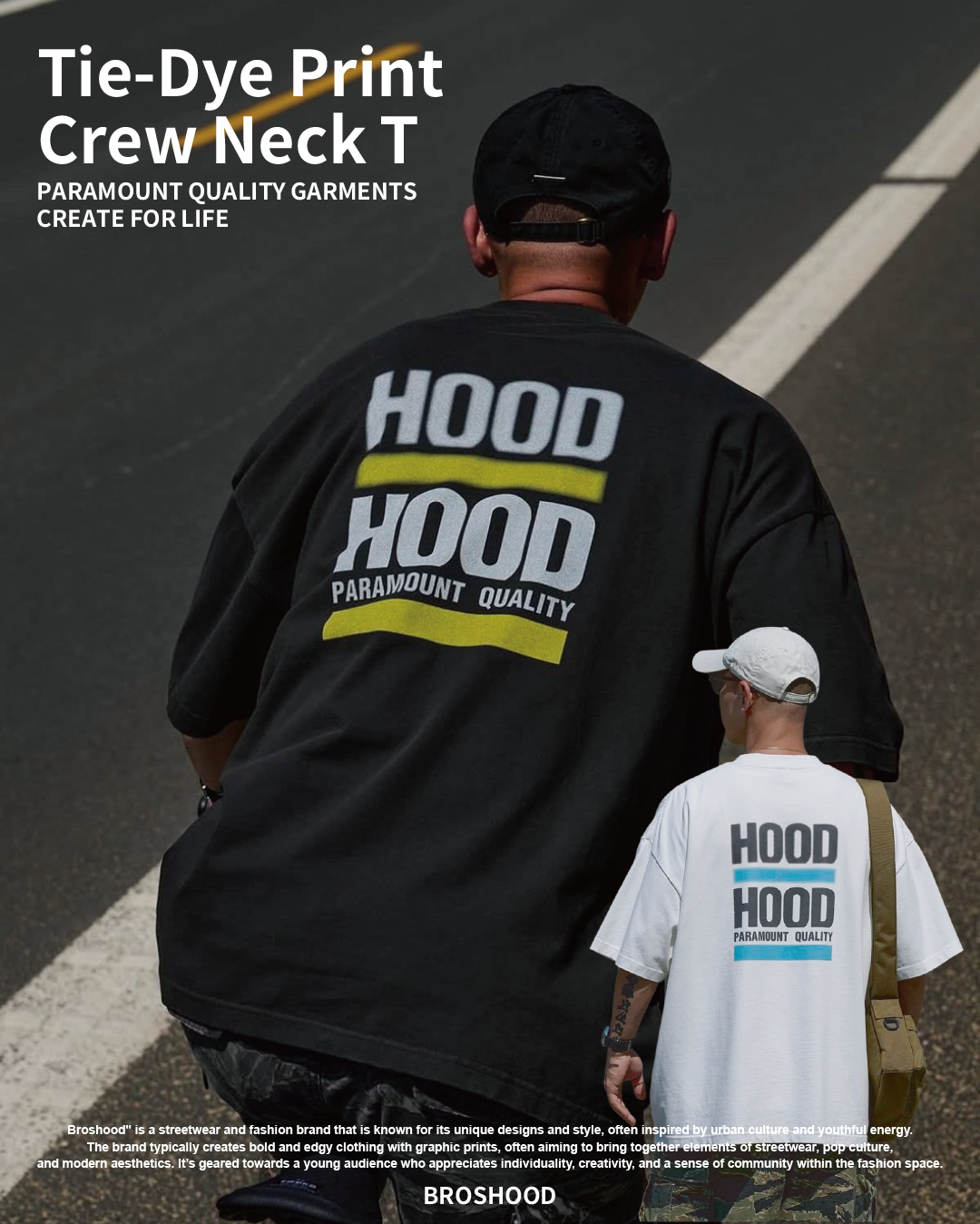 #預購 Broshood 25SS 日系 蠟染 做舊復古 直噴印花 圓領短踢 2色