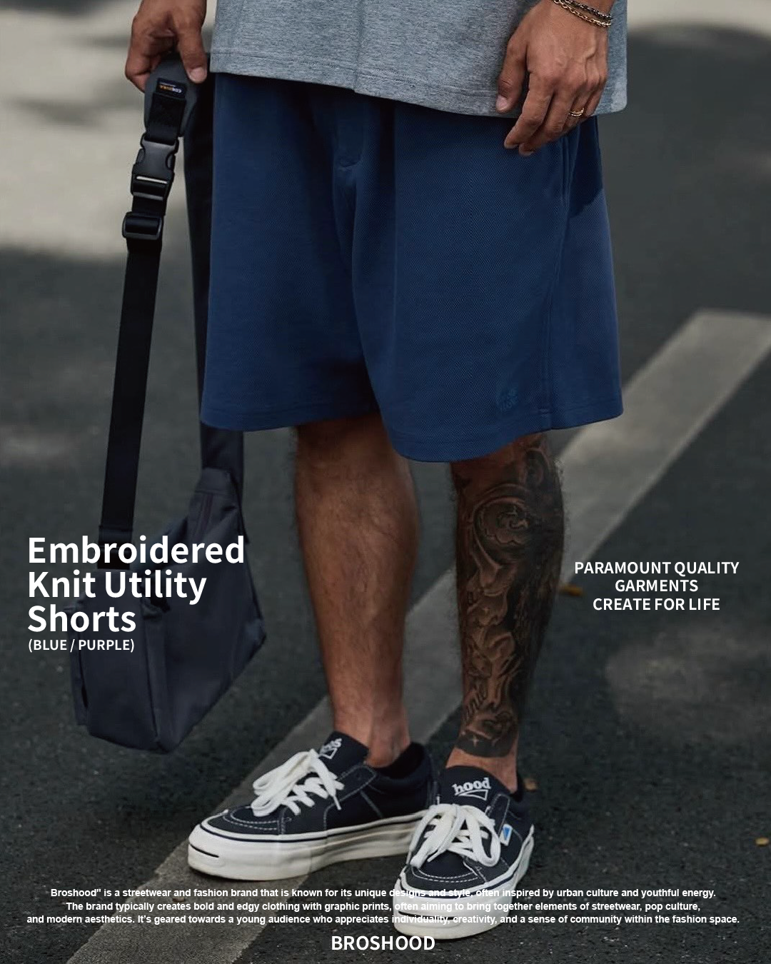 #預購 Broshood 25SS 日系 基礎款 混纺針織 刺繡 斜紋 工裝短褲 五分褲 2色