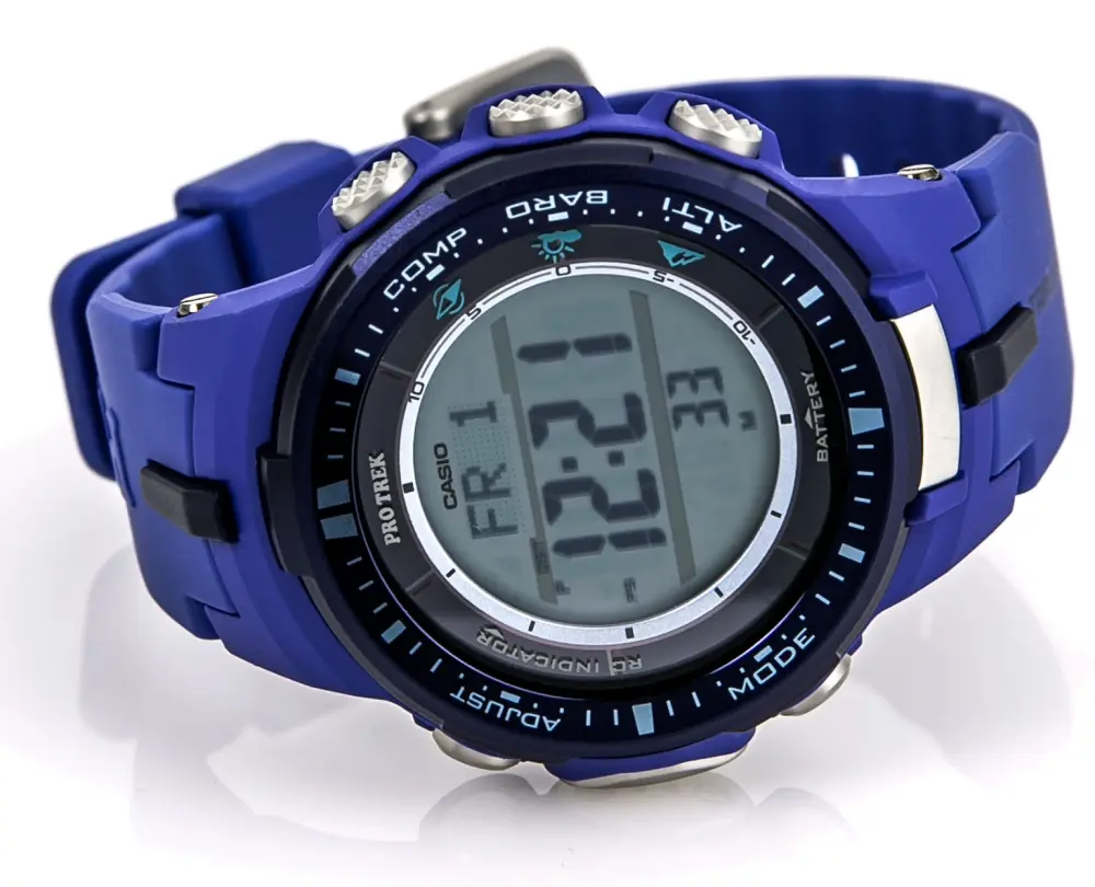 萬年鐘錶 - CASIO PRO TREK  太陽能電波  登山錶  PRW-3000-2B  錶徑 : 47 mm