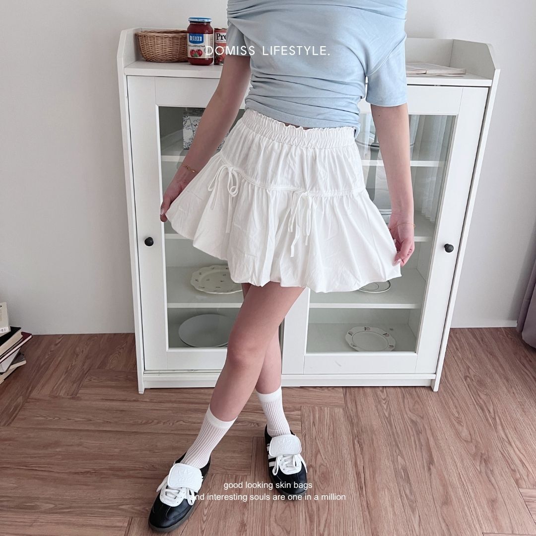 【自帶甜美光】DOMISS 蝴蝶結燈籠裙-2色 澎澎裙子 (現貨)