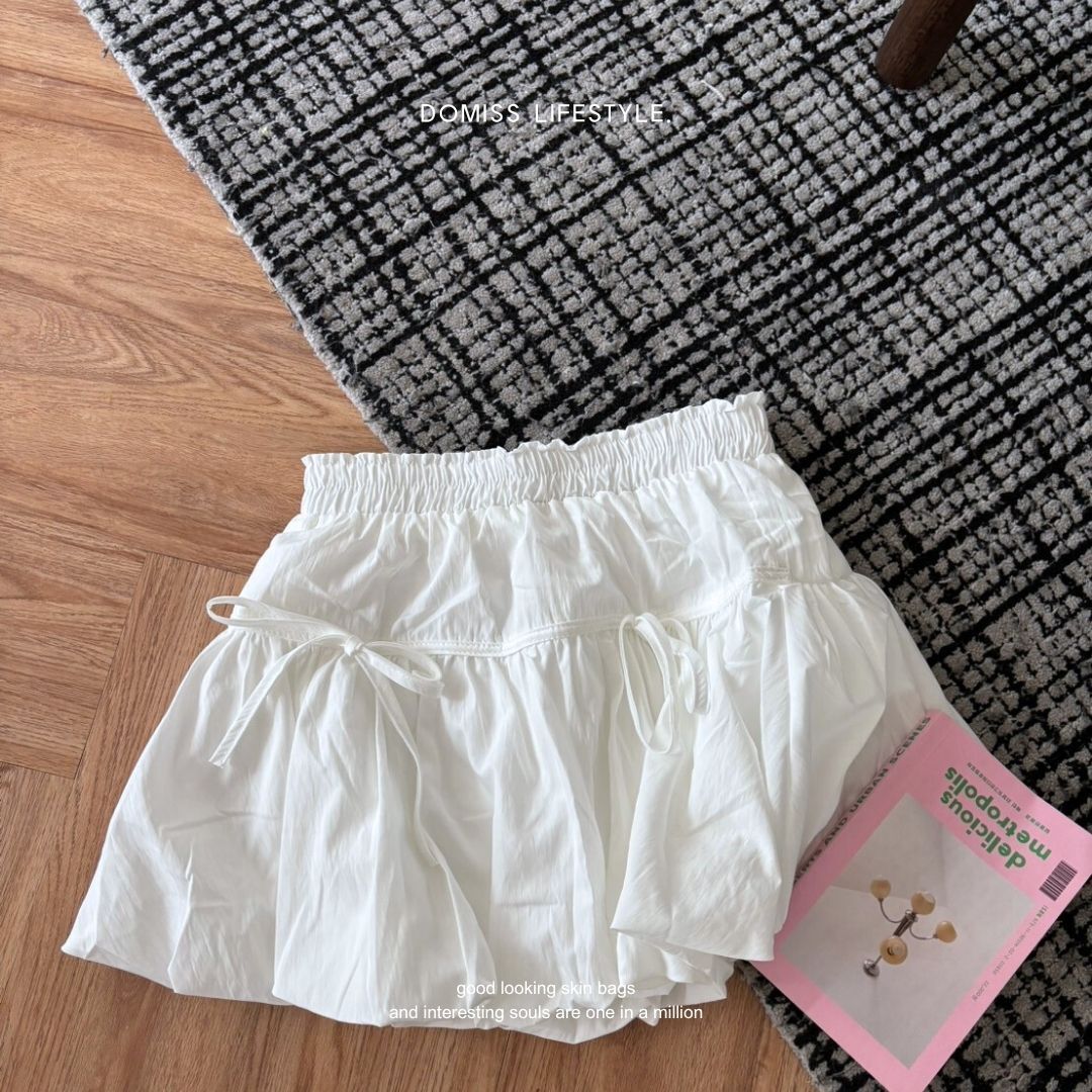 【自帶甜美光】DOMISS 蝴蝶結燈籠裙-2色 澎澎裙子 (現貨)