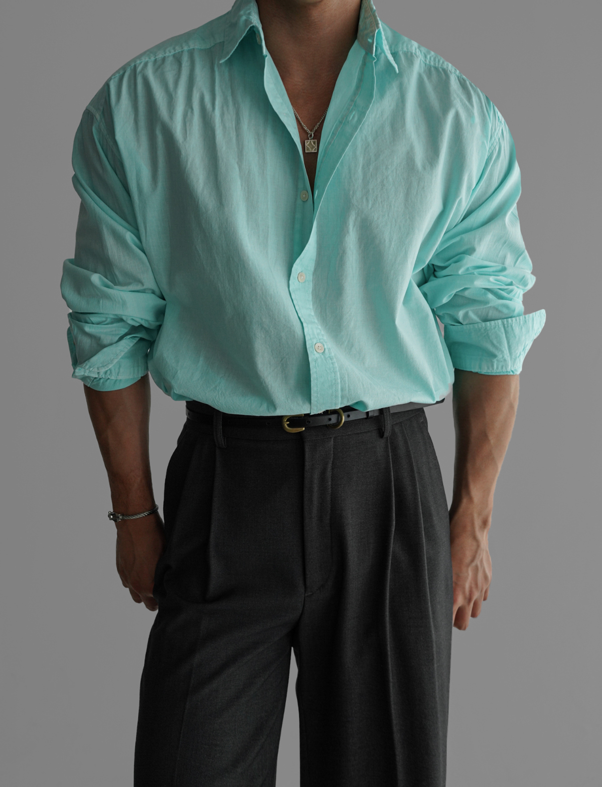 亞麻水洗長袖襯衫