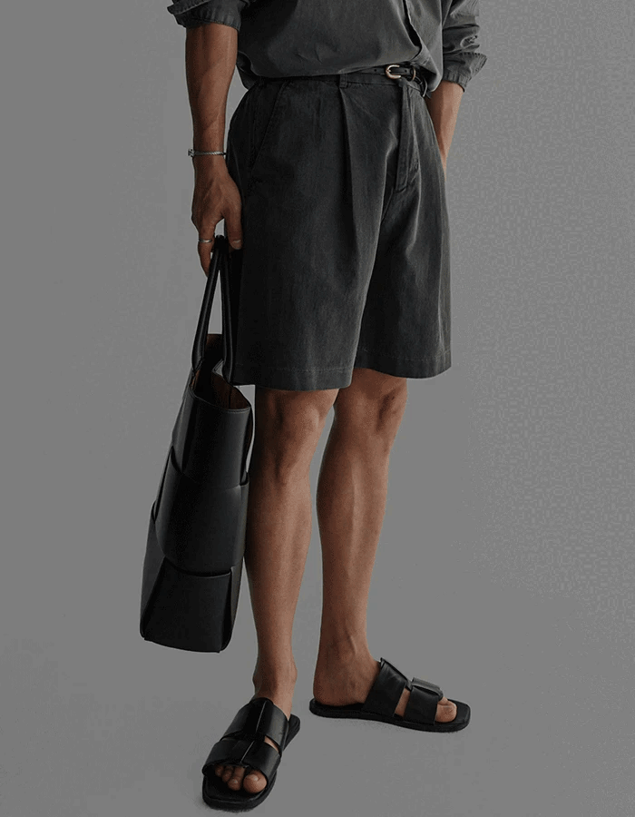 後鬆緊水洗棉質短褲