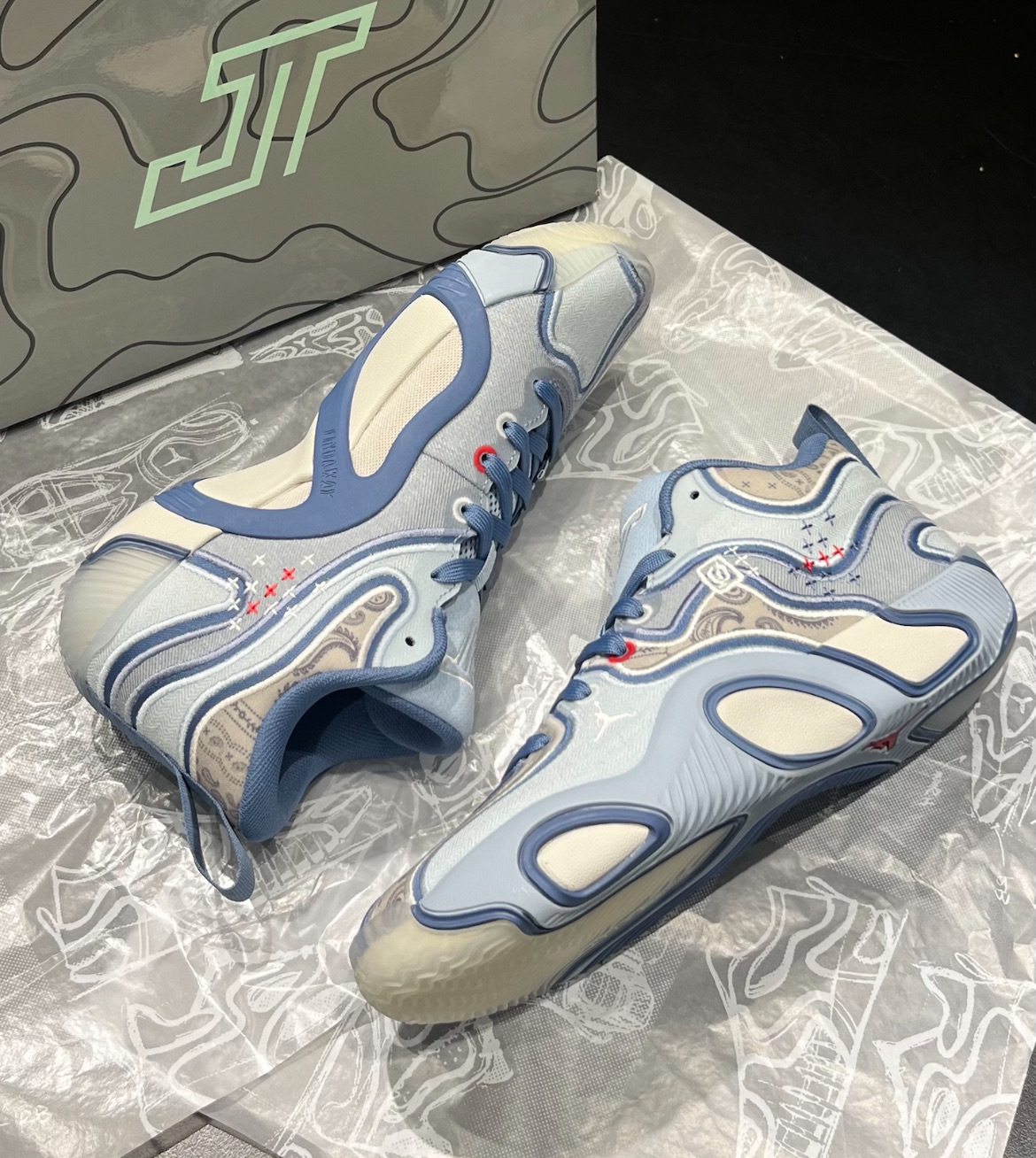 男鞋 NIKE JORDAN TATUM 3 PF "Blue Denim" 藍色 喬丹 變形蟲 刺繡 籃球鞋【HV5911-401】