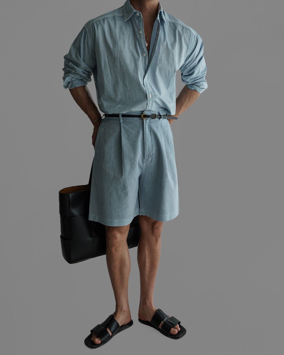 後鬆緊水洗棉質短褲