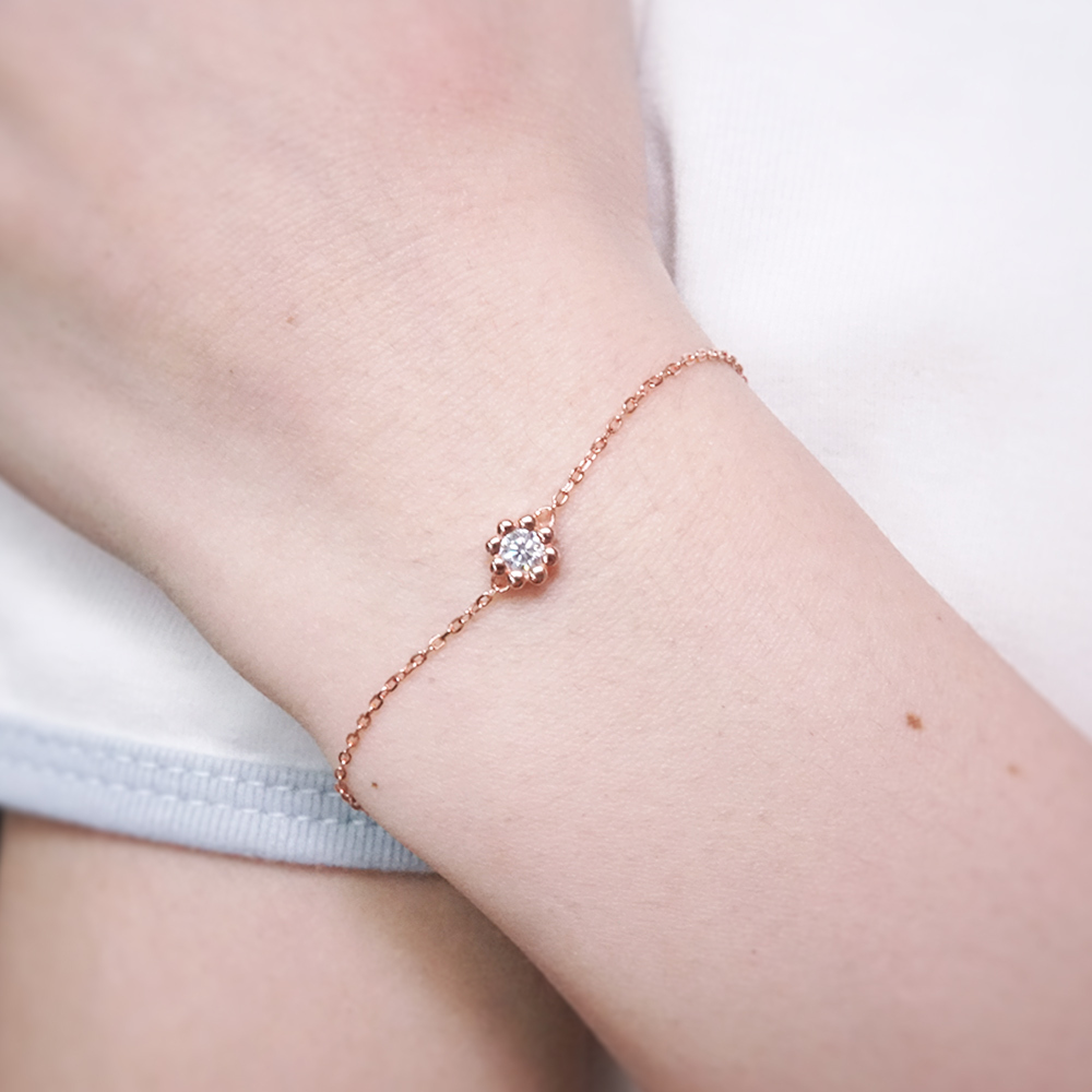 原野上的快樂小花 純銀手鍊 Taffy系列 925純銀 美鑽款 玫瑰金色 女生手鍊