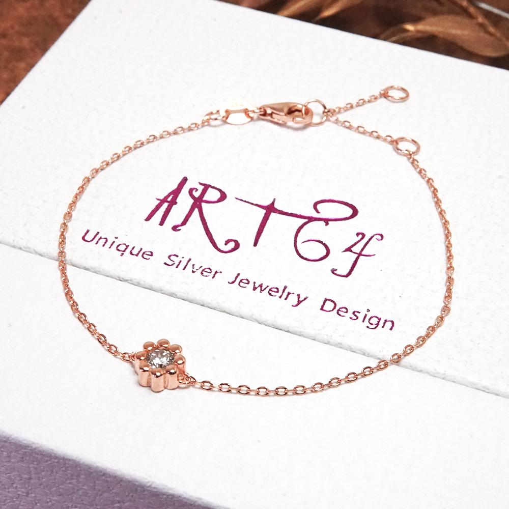 原野上的快樂小花 純銀手鍊 Taffy系列 925純銀 美鑽款 玫瑰金色 女生手鍊