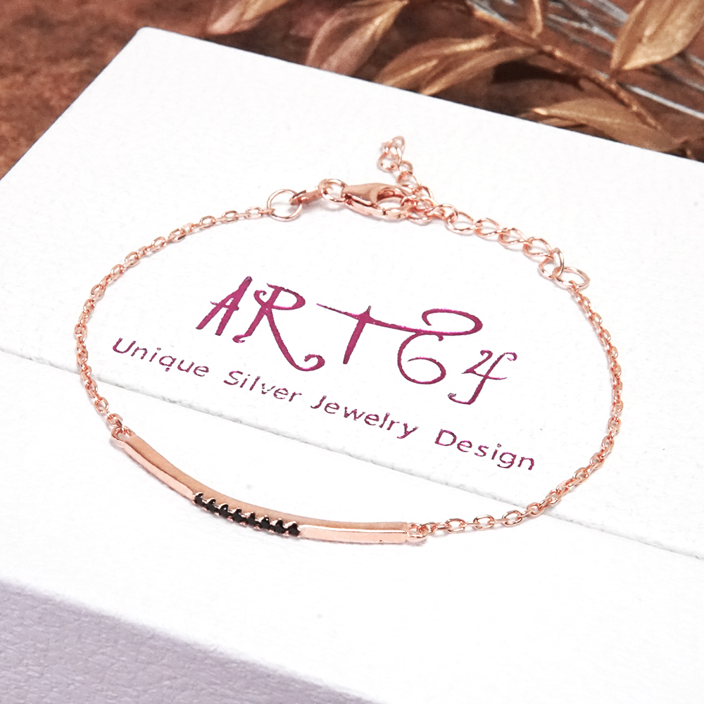 低調閃耀 純銀手鍊 Taffy系列 925純銀 美鑽款 玫瑰金色 女生手鍊