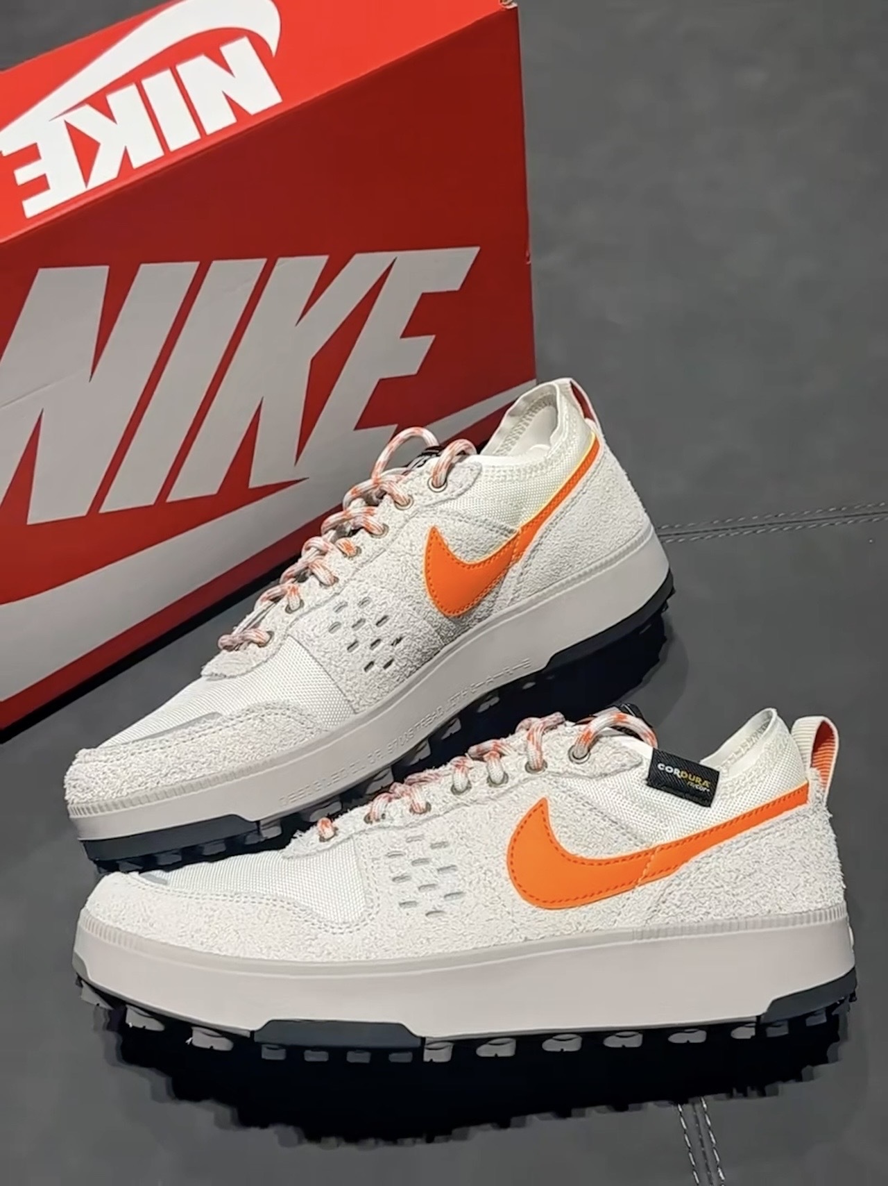 男鞋 NIKE C1TY PRM 灰橘 網布 麂皮 復古 Cordura鞋面 防滑 運動 休閒鞋【HJ4316-001】