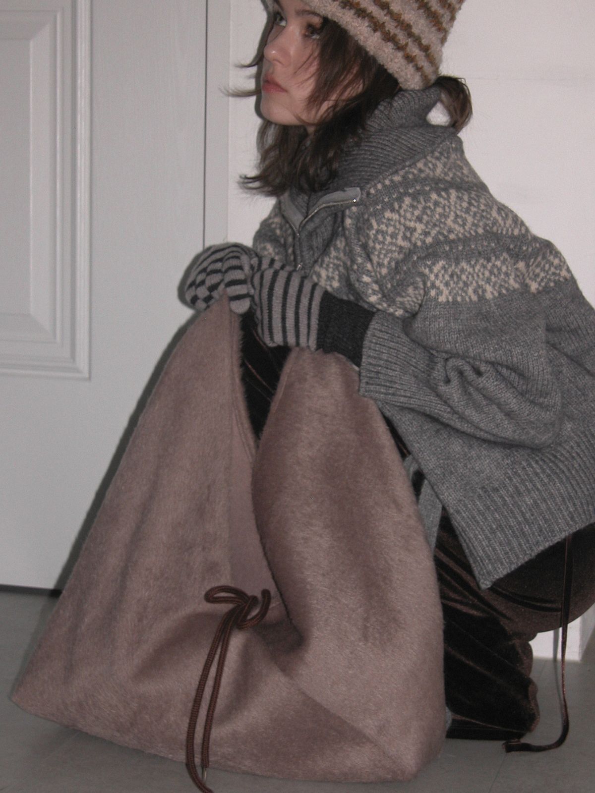 Voor Jeanne Angora Fur Shoulder Bag