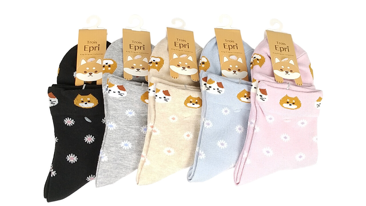 日式貓貓花花圖案襪 (日本製)