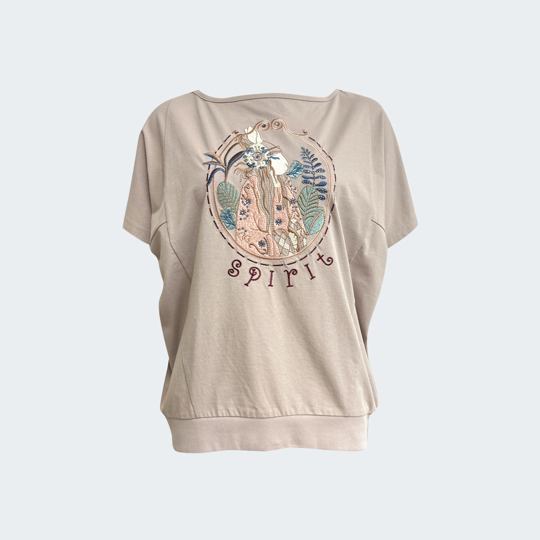 繁複優雅刺繡棉T