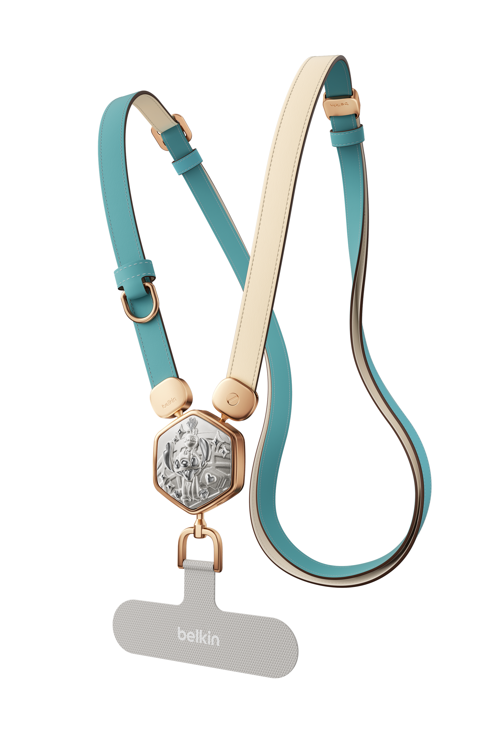 皮革手機掛繩配 3D 片 (史迪仔, 迪士尼系列)