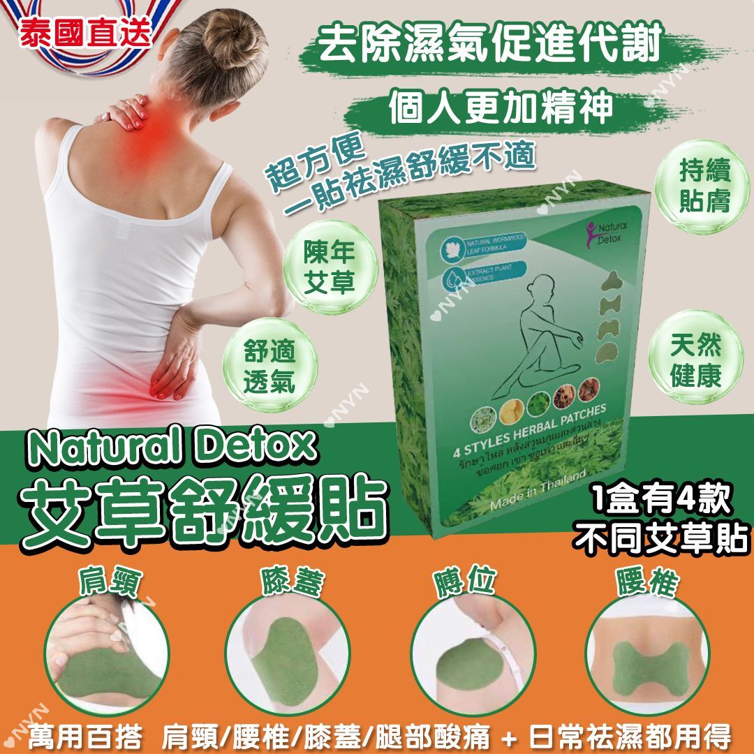 【現貨】AM13003 泰國 Natural Detox 艾草舒緩貼 (48入)
