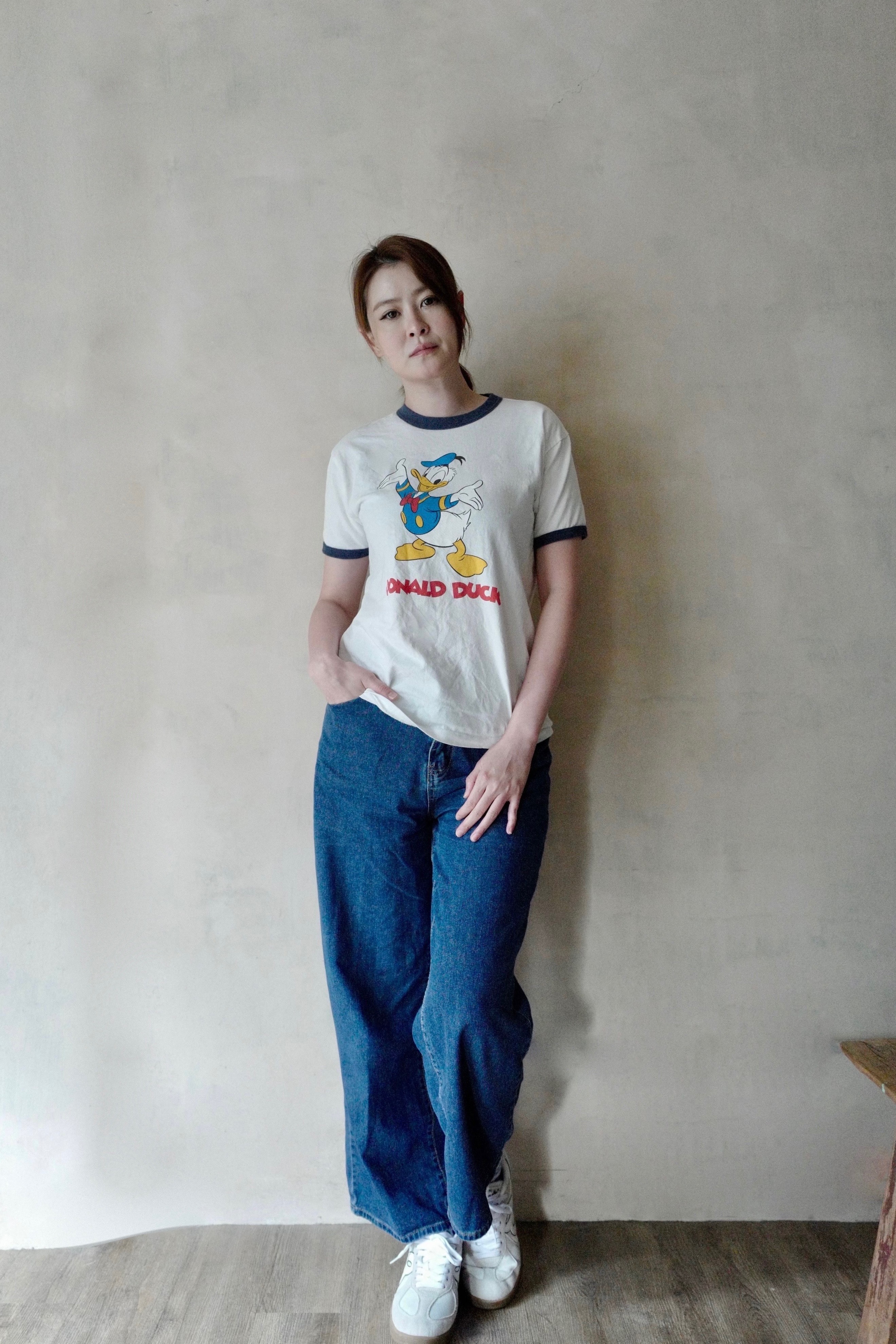 HOUSTON / Disney 授權 DONALD PIGMENT PT S/S RINGER TEE / Blue