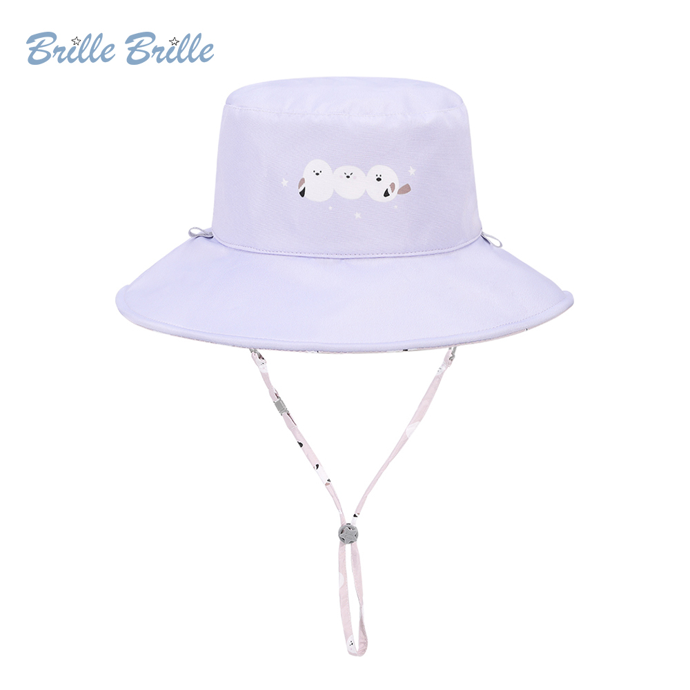 【Brille Brille】UPF50+ 物理防曬 鬆緊版 兒童雙面涼感防曬帽 - 雪球小精靈