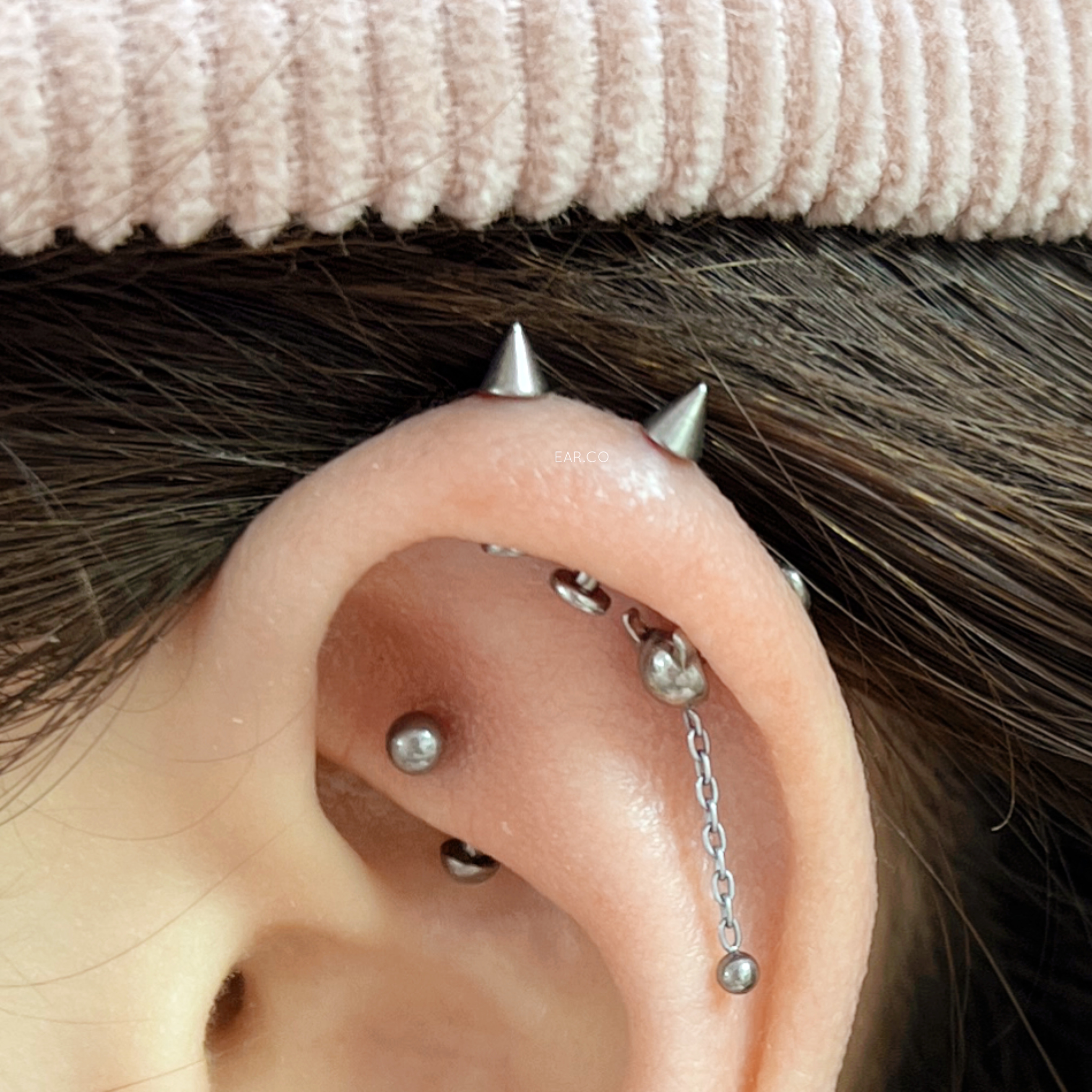 小尖錐平頭耳門/耳珠/耳骨釘 [G23 Titanium]