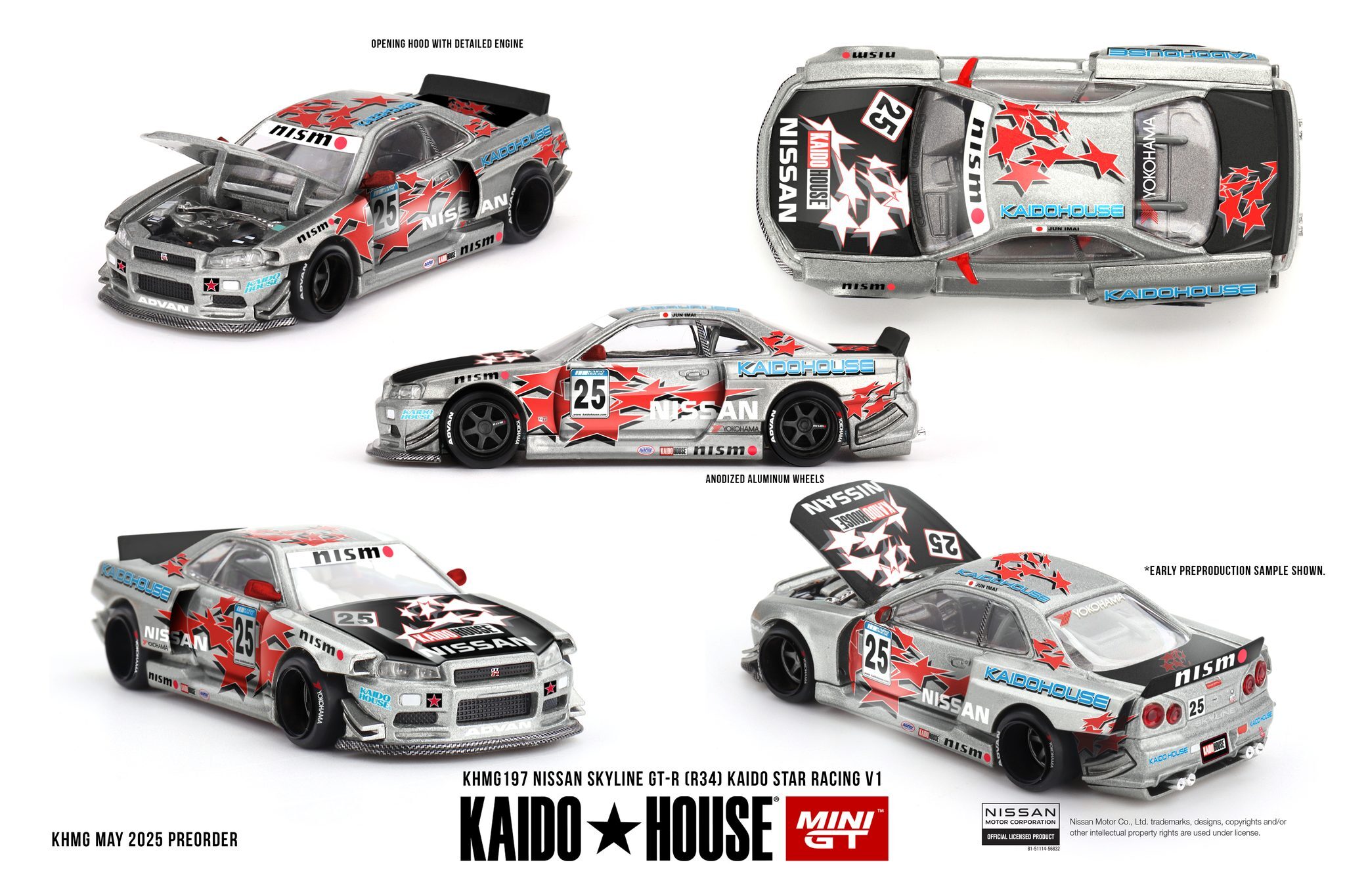 【預訂】Mini GT x Kaido House Nissan Skyline GT-R (R34) Kaido Star Racing V1