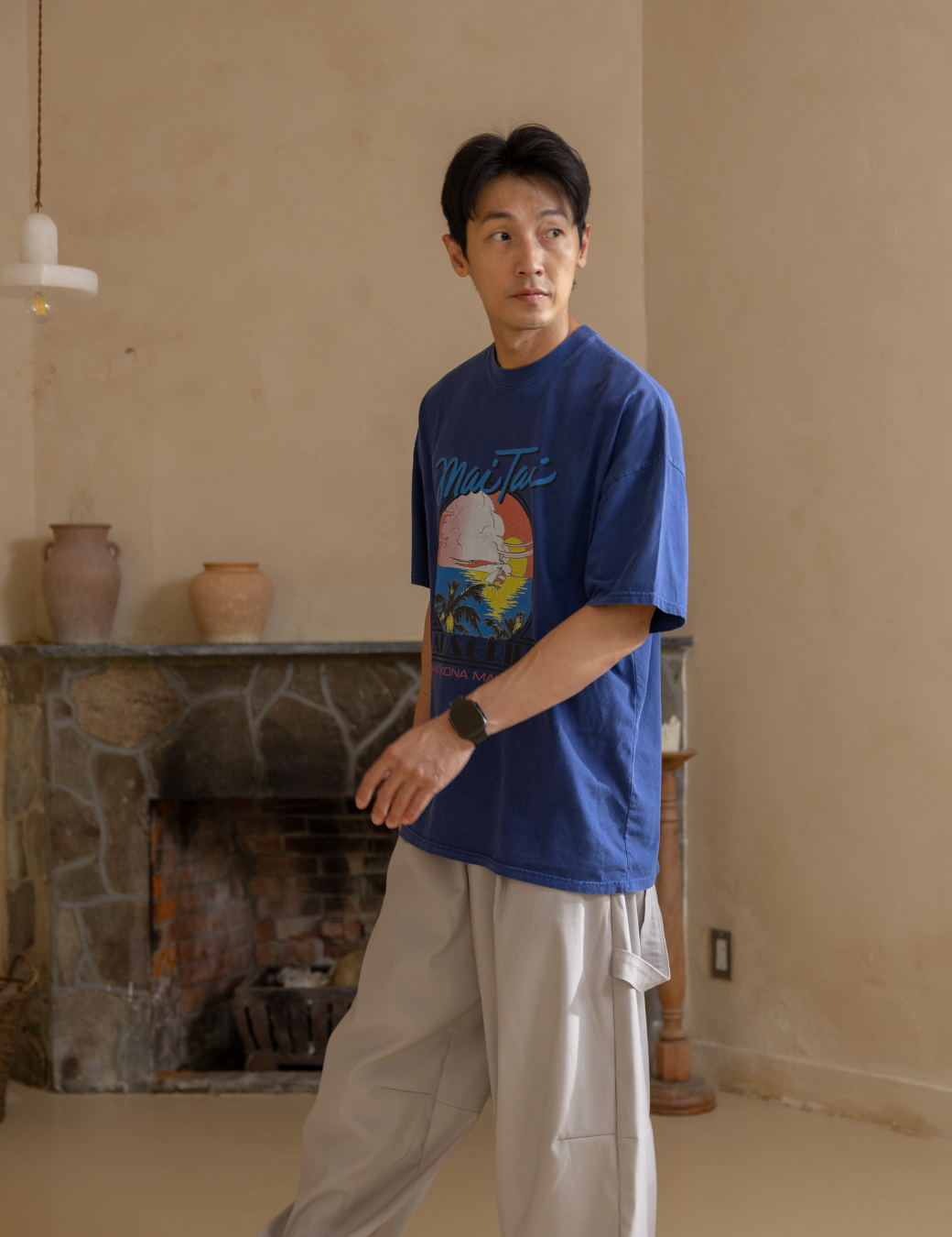 休閒復古美式圖T（2色）