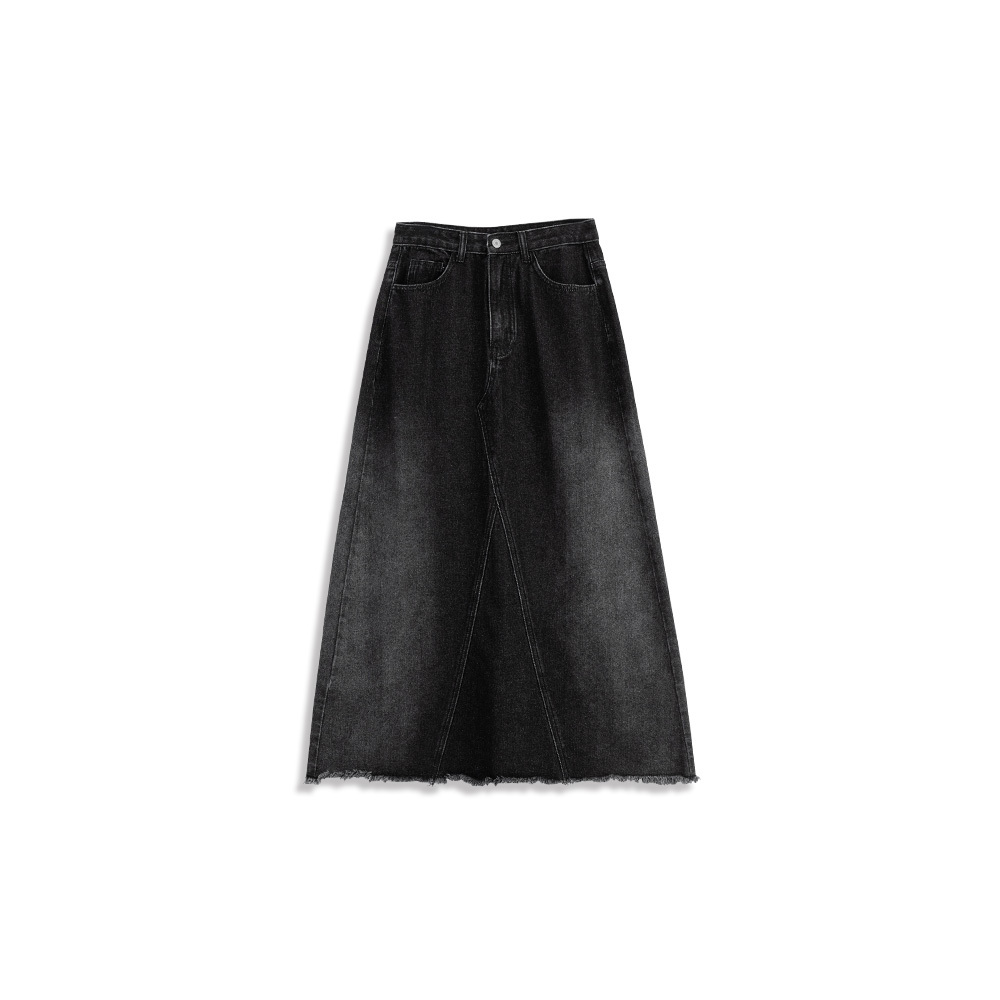Washed hem denim maxi skirt S/M/L【03021571】in stock+pre-order