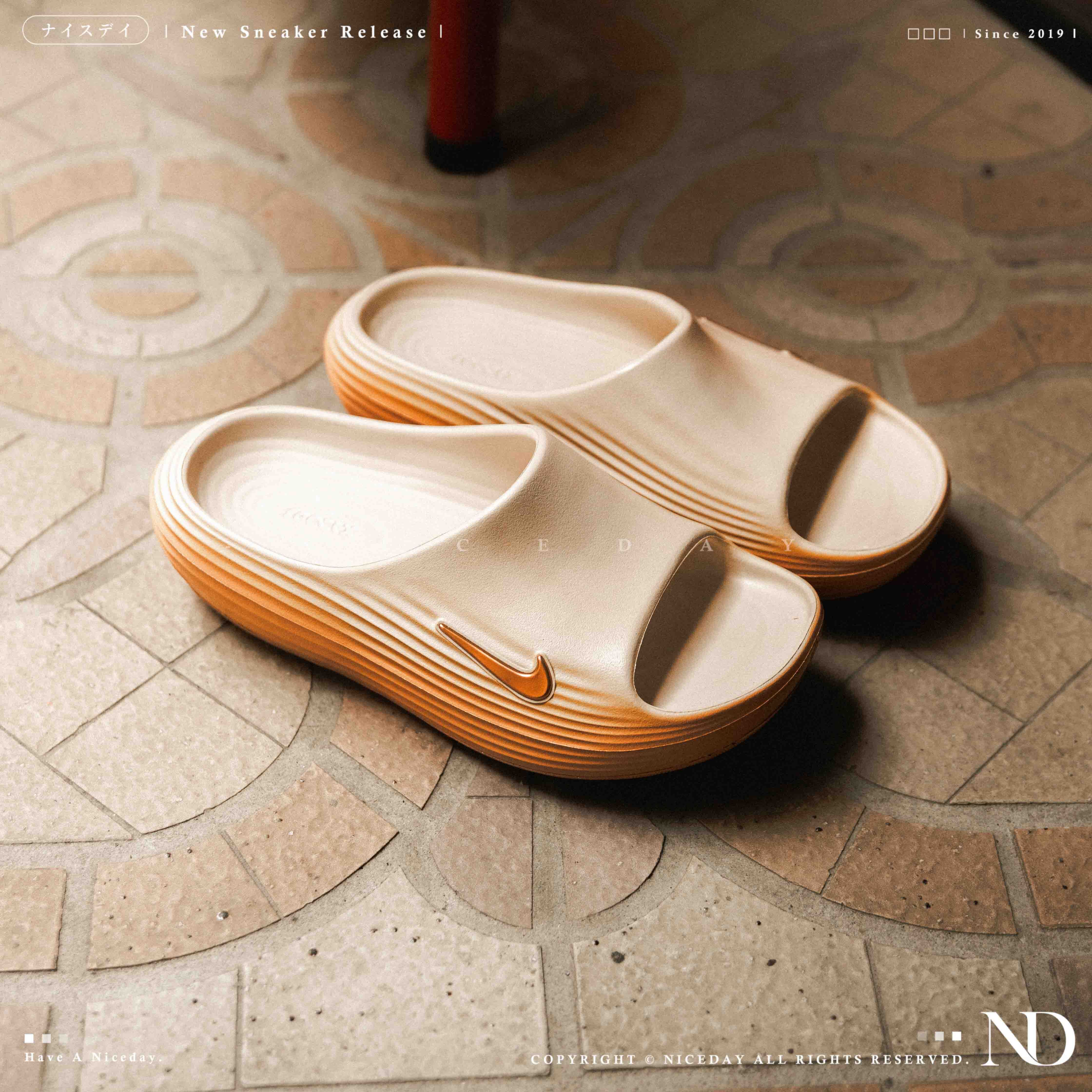 NICEDAY 現貨 Nike ReactX Rejuven8 拖鞋 桃紅 粉紅 粉 粉橘 漸層 小勾 條紋 HV4484-800