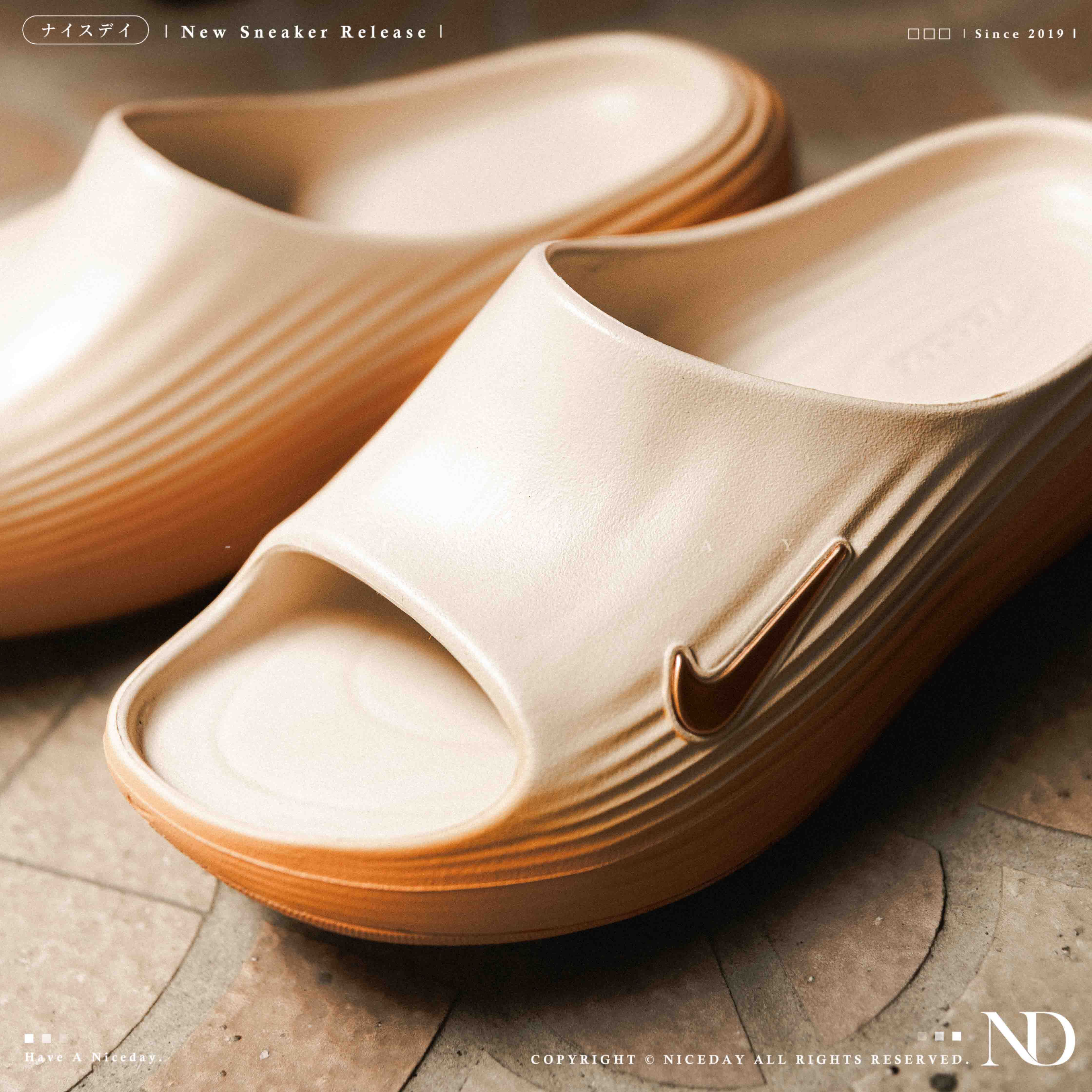 NICEDAY 現貨 Nike ReactX Rejuven8 拖鞋 桃紅 粉紅 粉 粉橘 漸層 小勾 條紋 HV4484-800