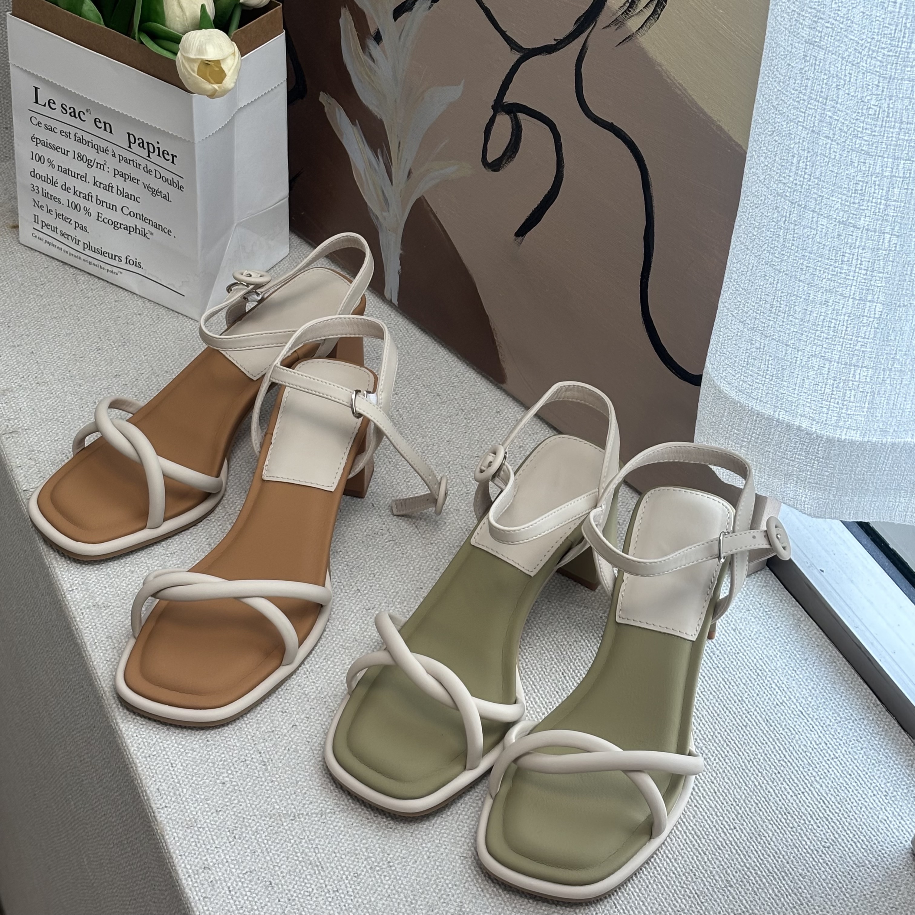 |現貨|小個必備! 6cm軟底好走跟鞋涼鞋 22-24.5