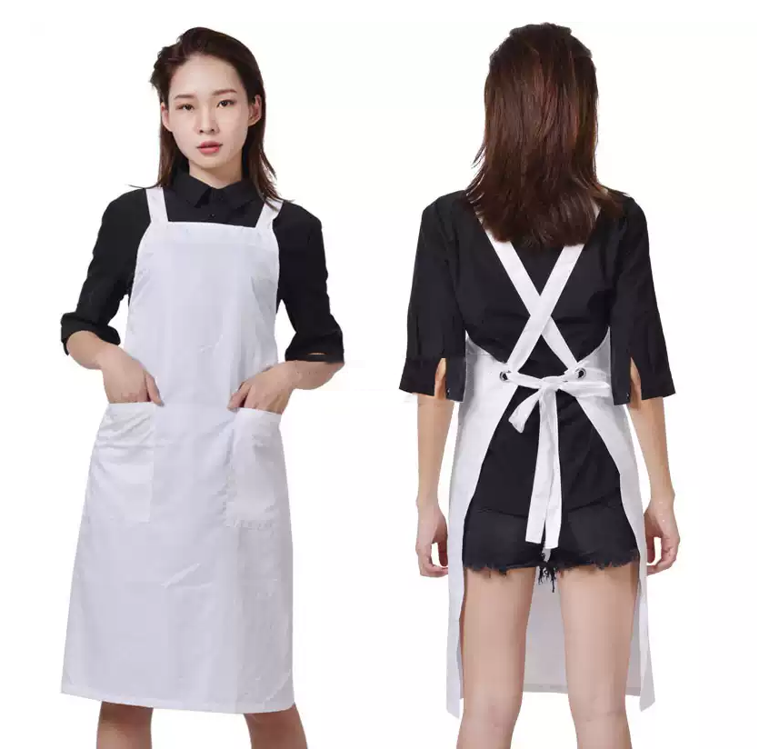 白色後交叉工作服